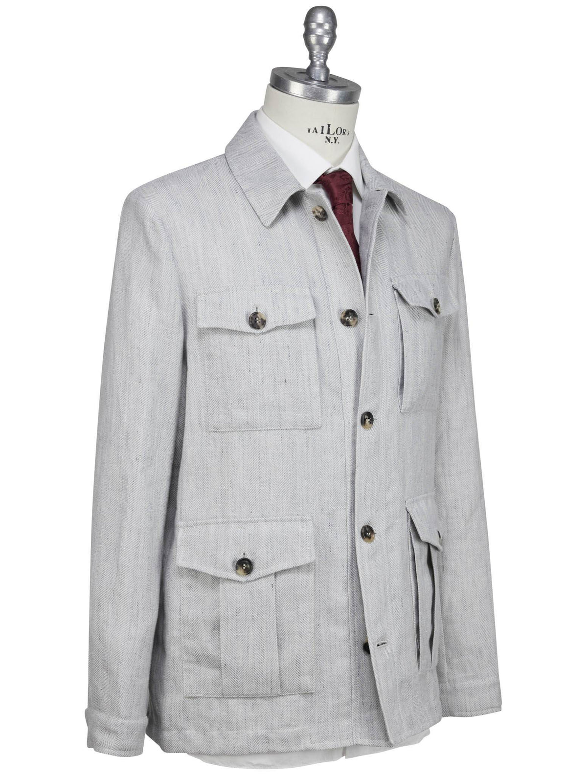Luigi Borrelli Gray Linen Virgin Wool Coat 2