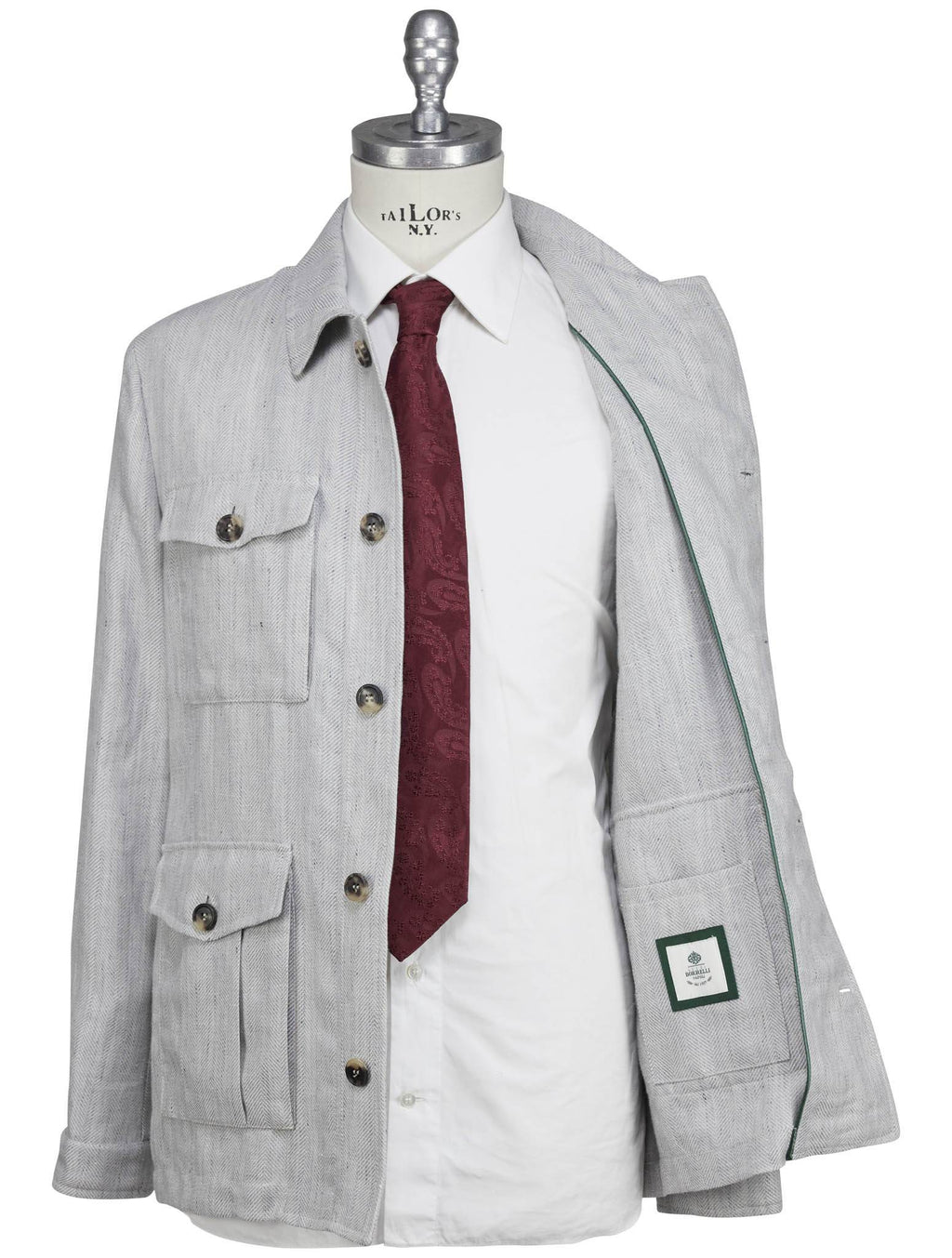 Luigi Borrelli Gray Linen Virgin Wool Coat 3