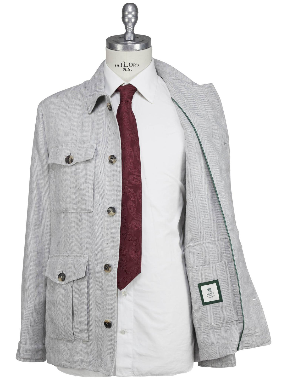 Luigi Borrelli Gray Linen Virgin Wool Coat 3