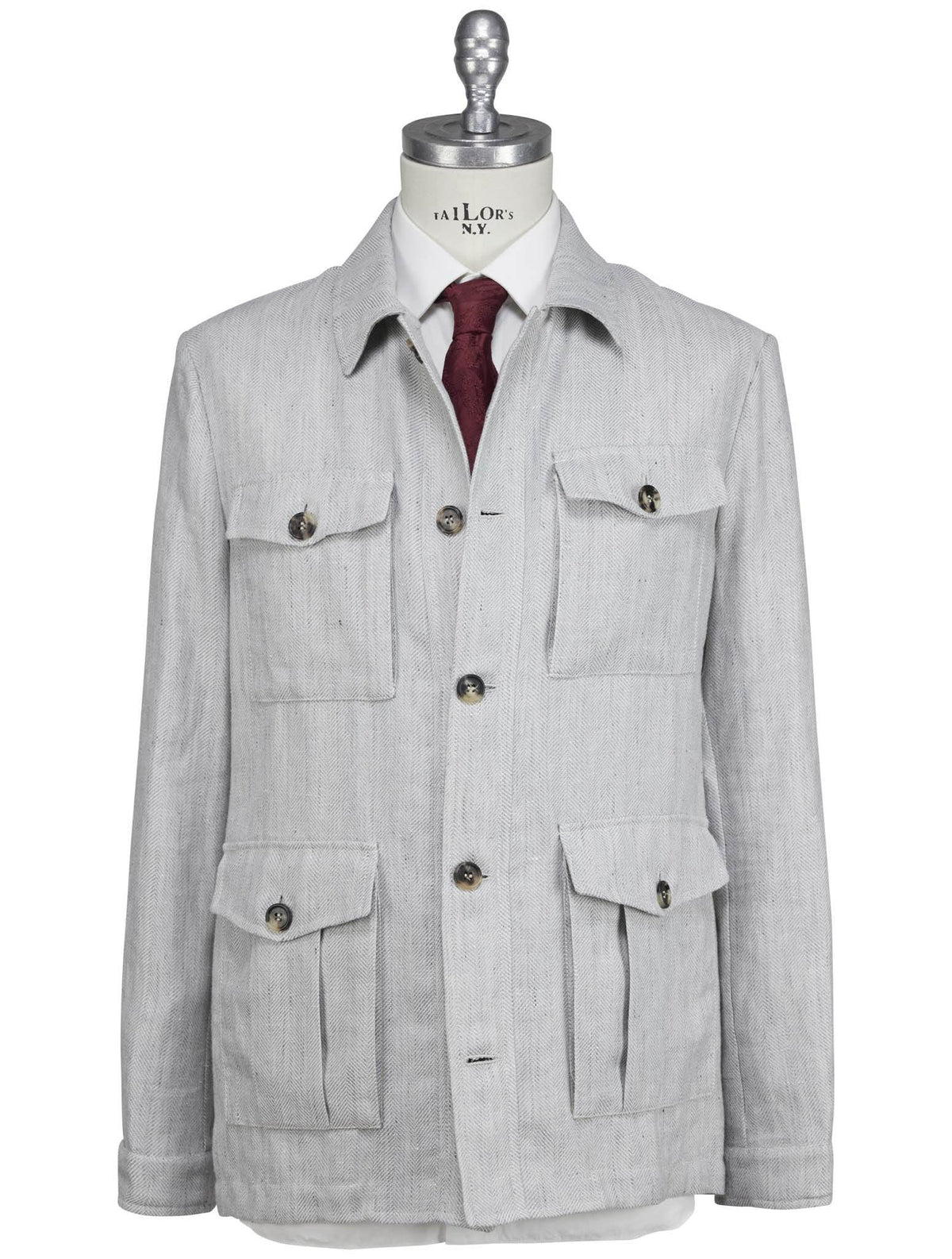 Luigi Borrelli Gray Linen Virgin Wool Coat 6
