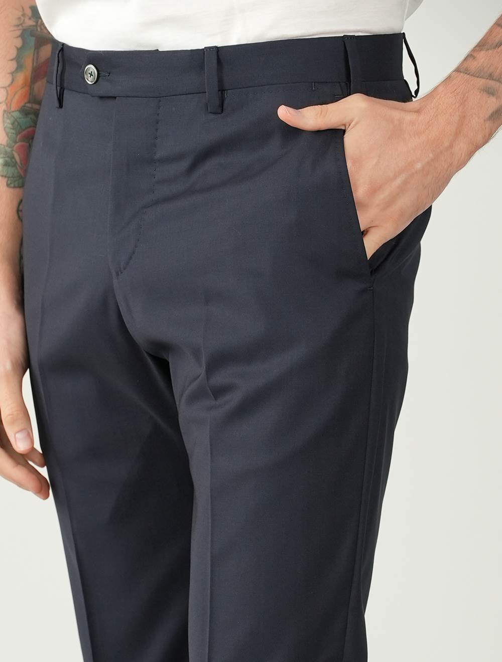MARCO PESCAROLO Dark Blue Wool Dress Pants 12