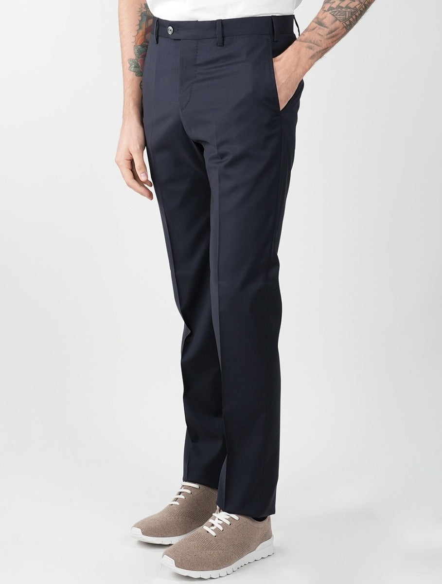MARCO PESCAROLO Dark Blue Wool Dress Pants 3
