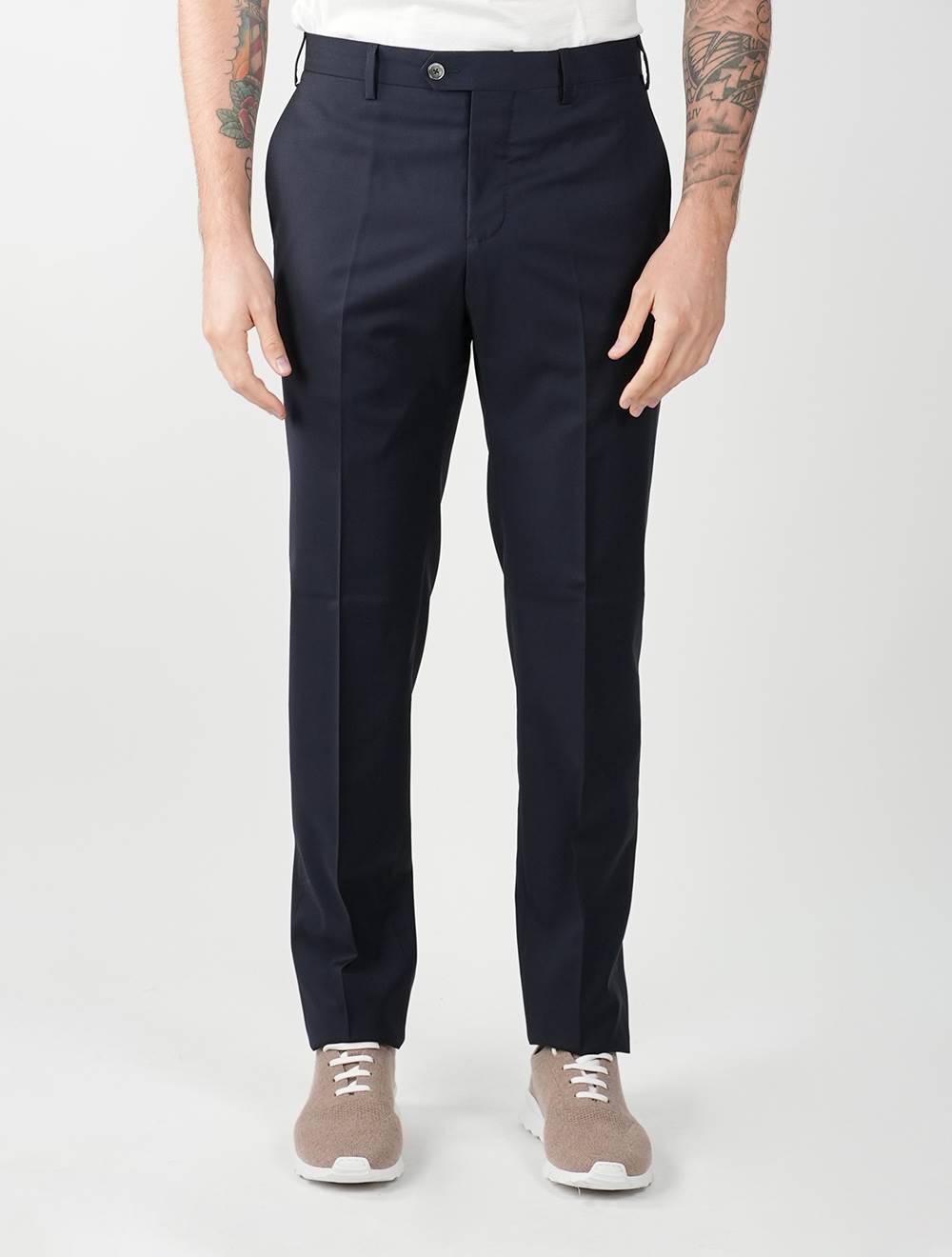 MARCO PESCAROLO Dark Blue Wool Dress Pants 8
