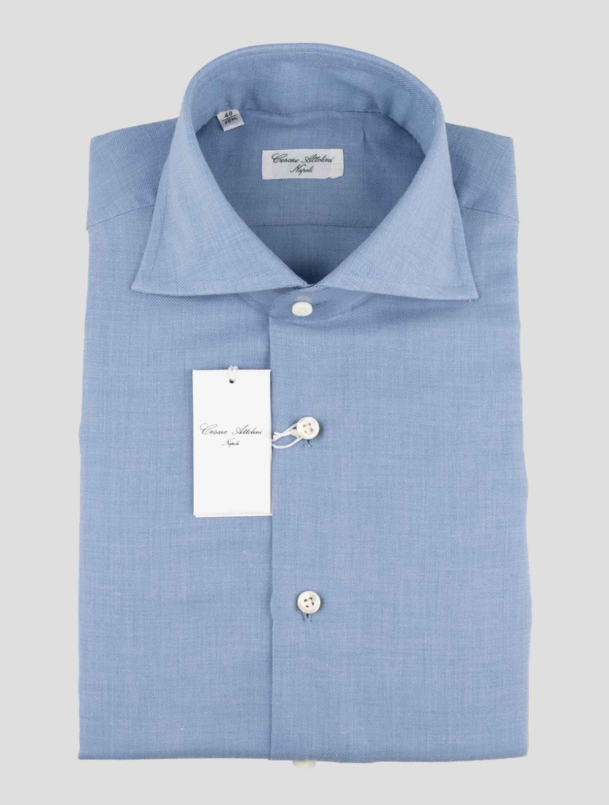 Cesare Attolini  Blue Cotton Cashmere Shirt 1