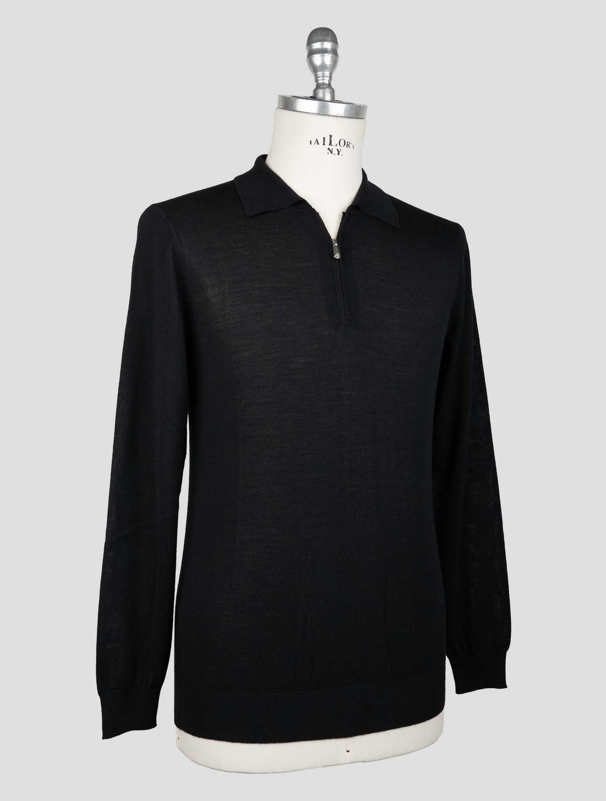 Marco Pescarolo Black Virgin Wool Sweater Polo 2