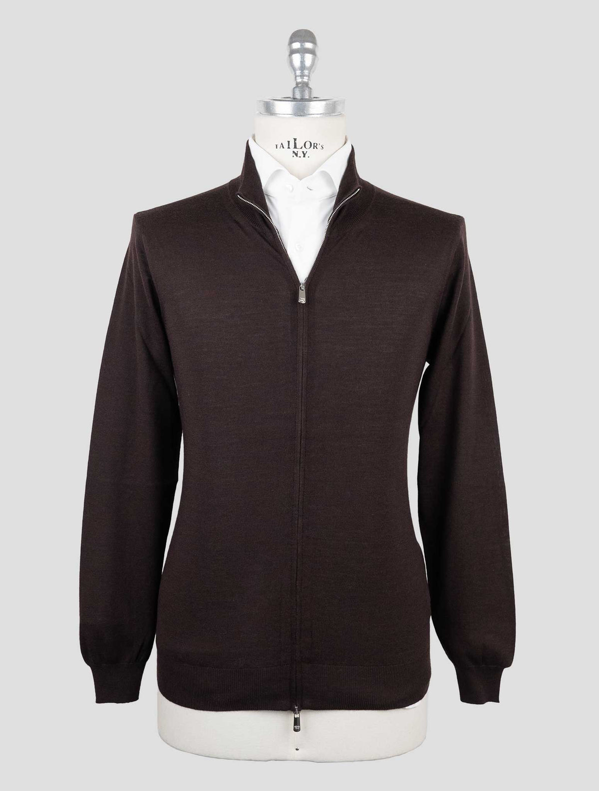 Marco Pescarolo Brown Virgin Wool Sweater Full Zip 1