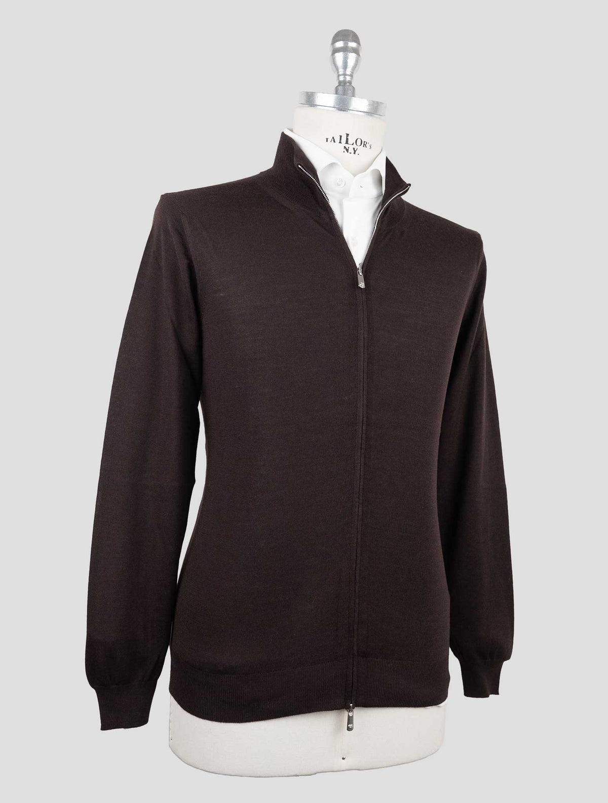 Marco Pescarolo Brown Virgin Wool Sweater Full Zip 2