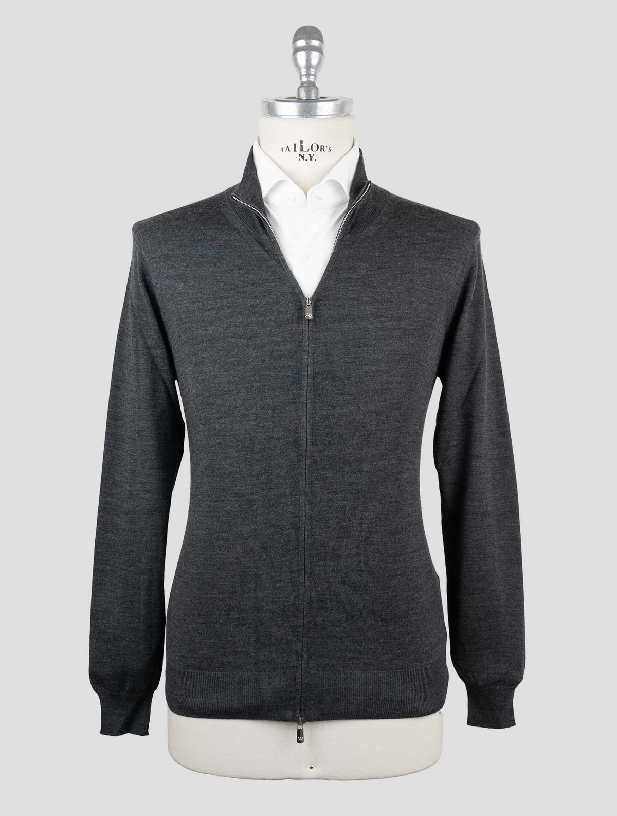 Marco Pescarolo Gray Virgin Wool Sweater Full Zip 1