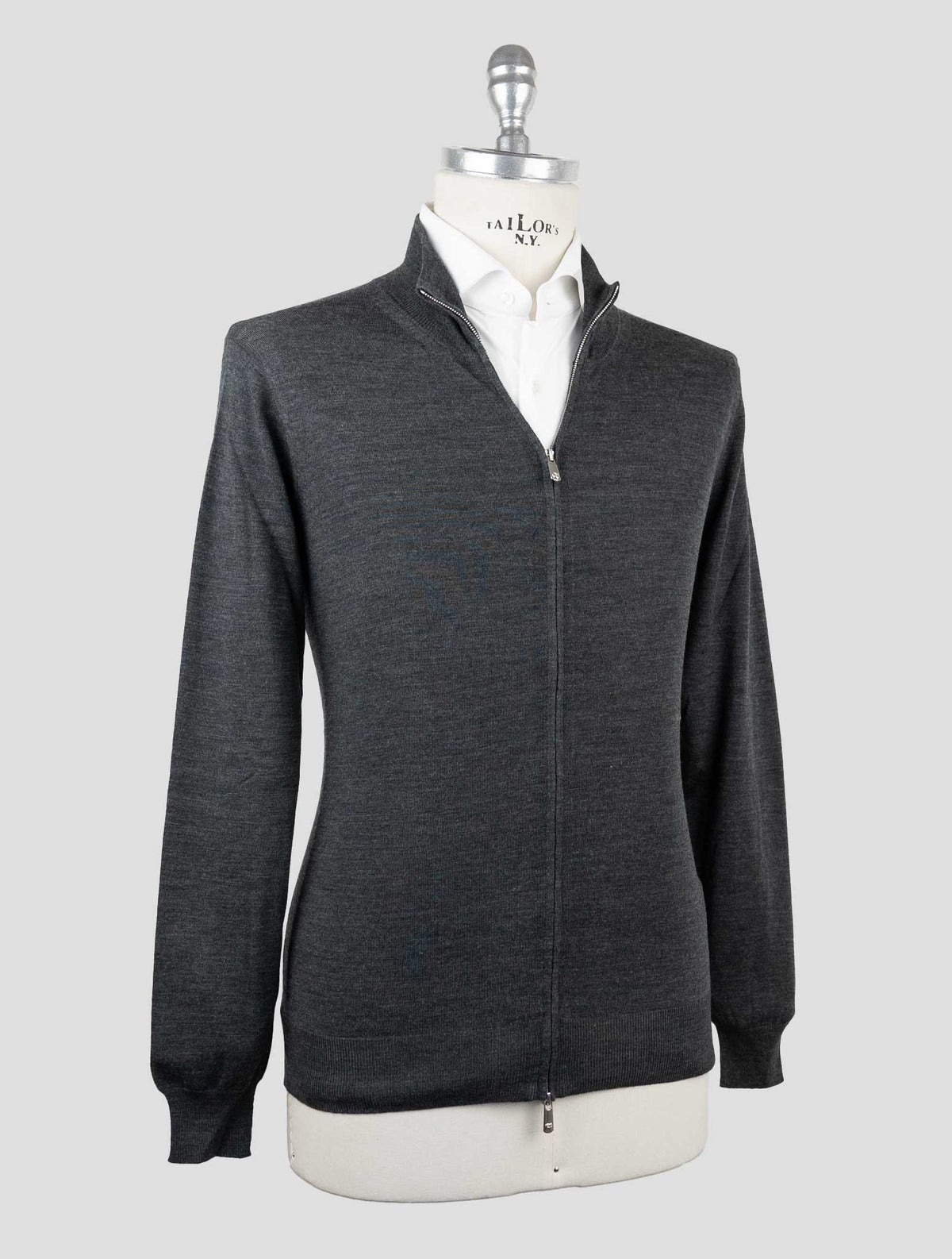 Marco Pescarolo Gray Virgin Wool Sweater Full Zip 2