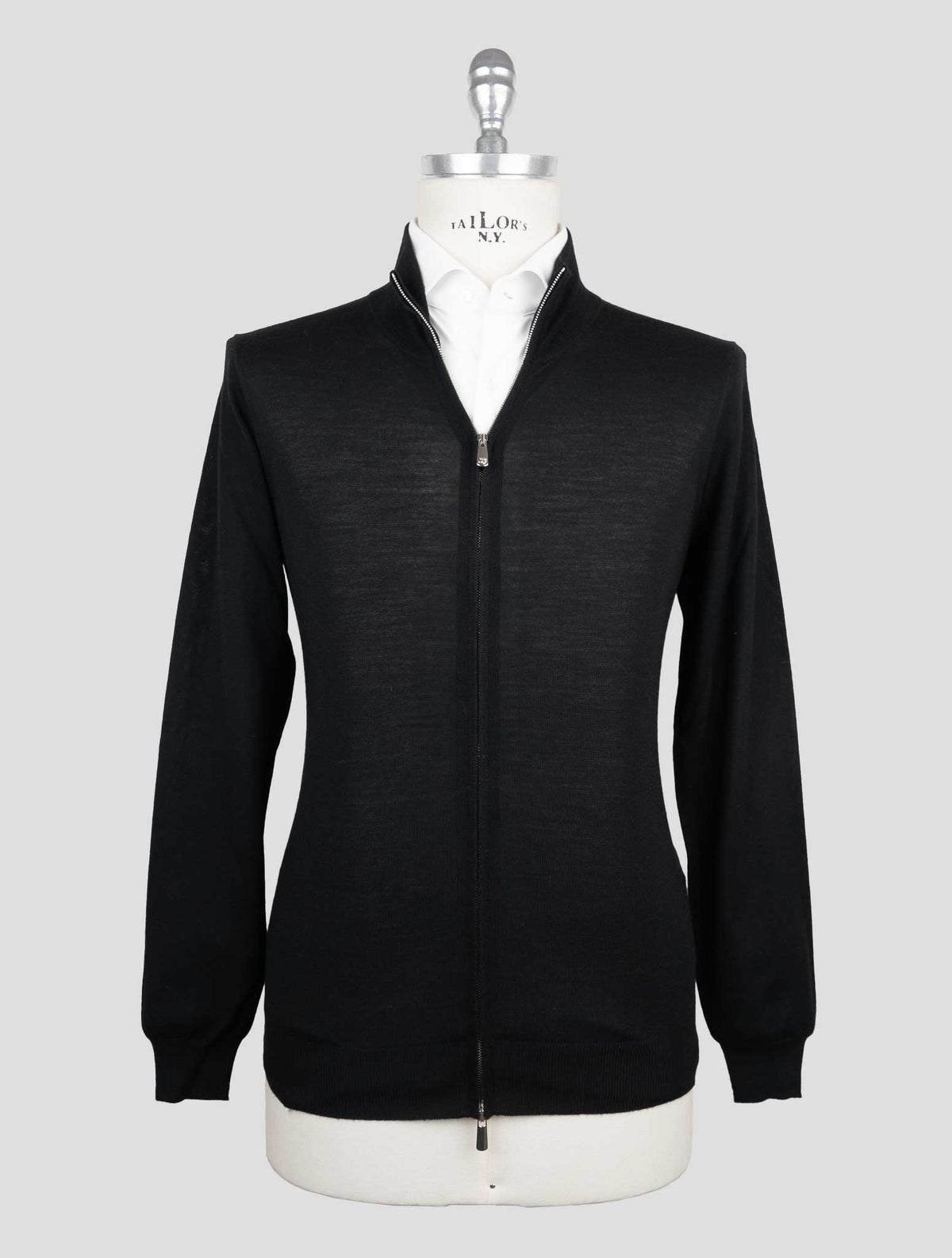 Marco Pescarolo Black Virgin Wool Sweater Full Zip 1