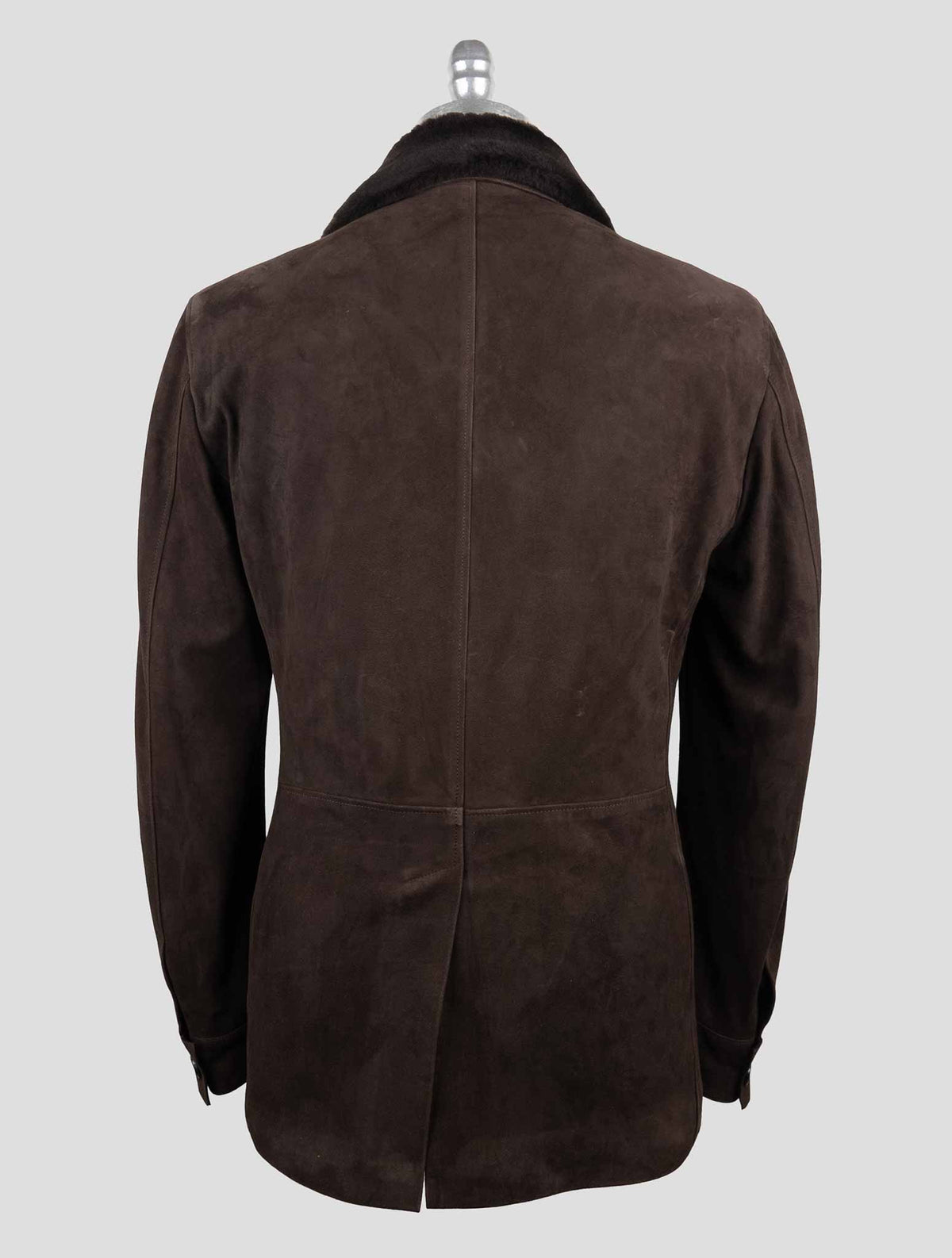 Cesare Attolini Dark Brown Leather Suede Fur Collar Coat 3