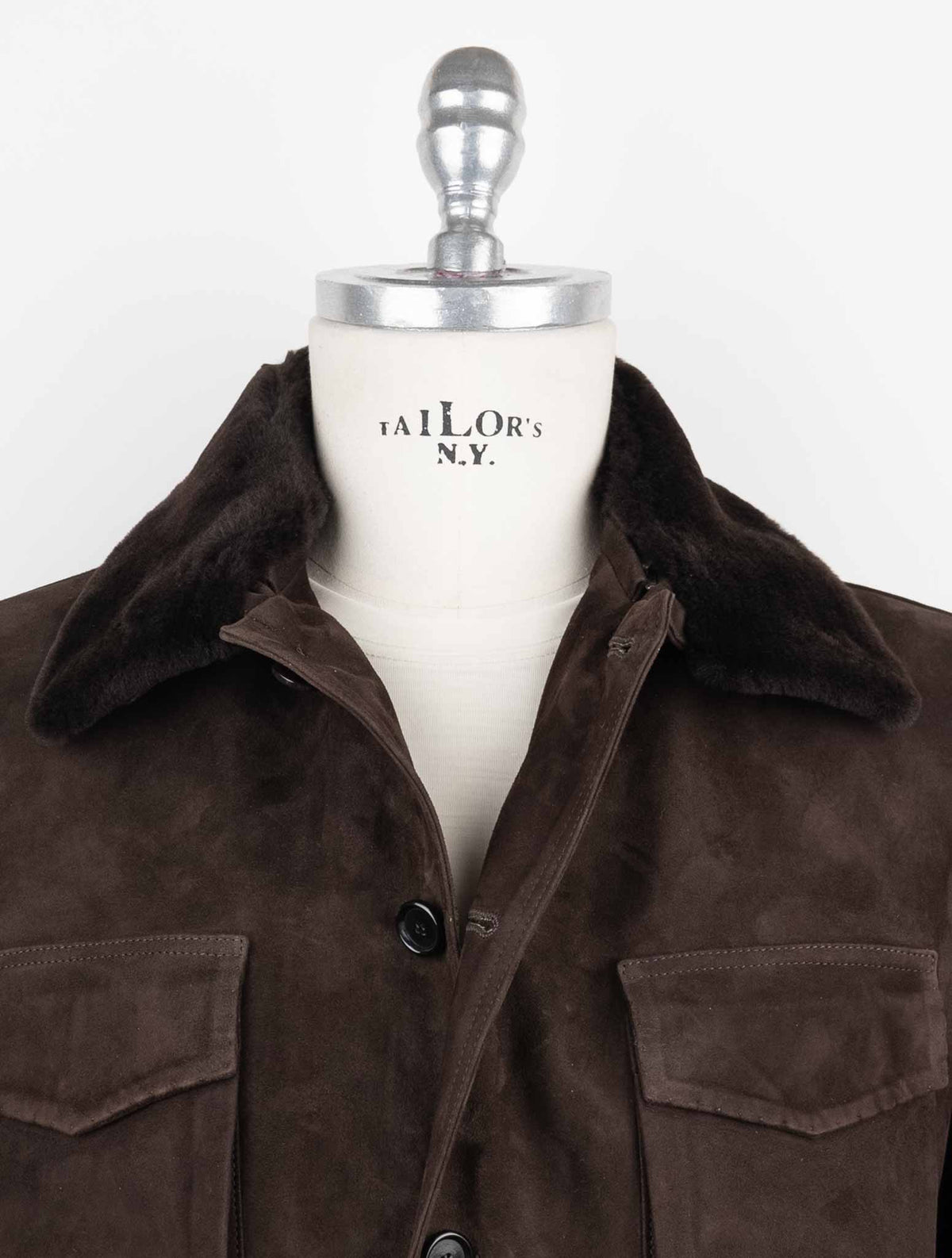 Cesare Attolini Dark Brown Leather Suede Fur Collar Coat 4