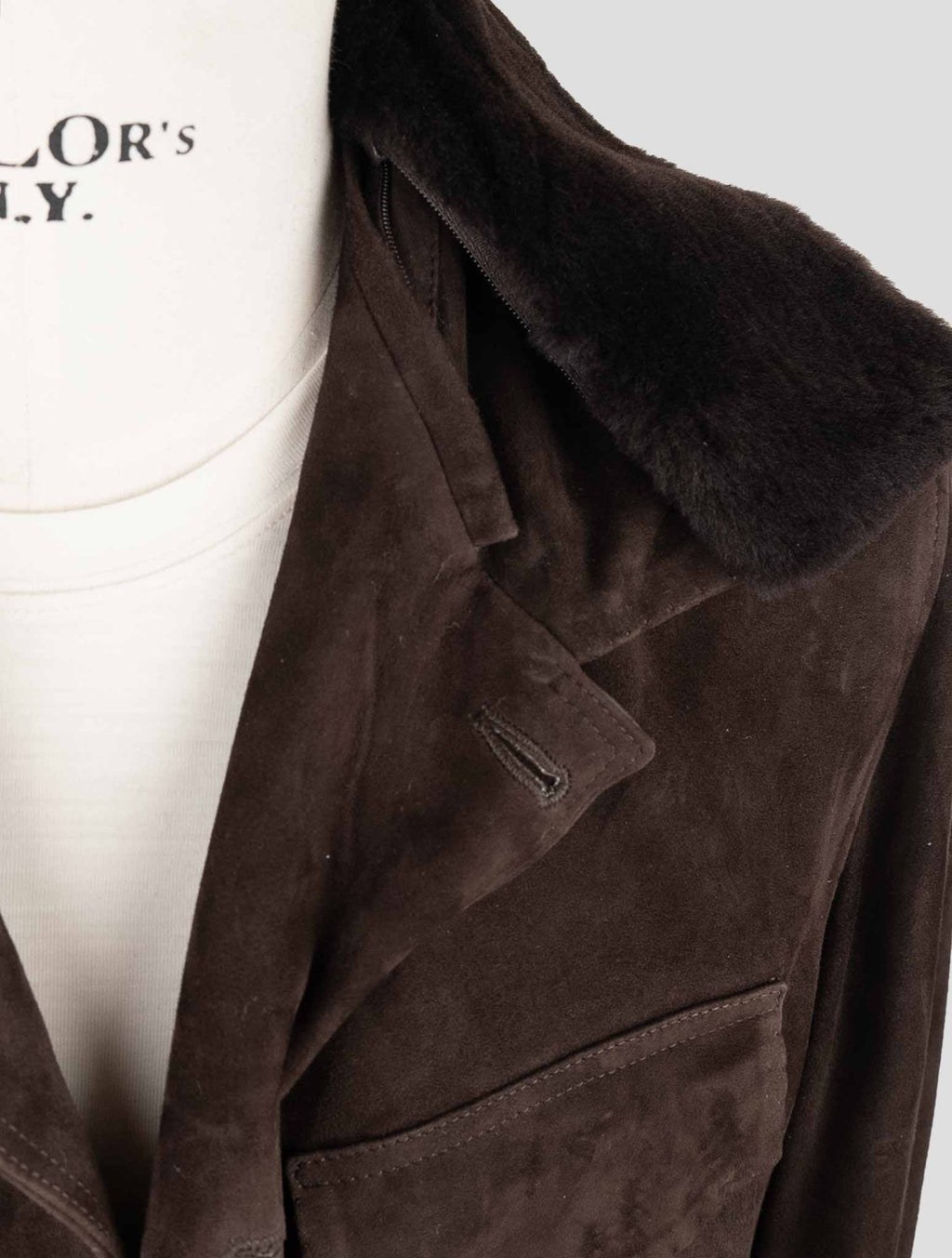 Cesare Attolini Dark Brown Leather Suede Fur Collar Coat 5
