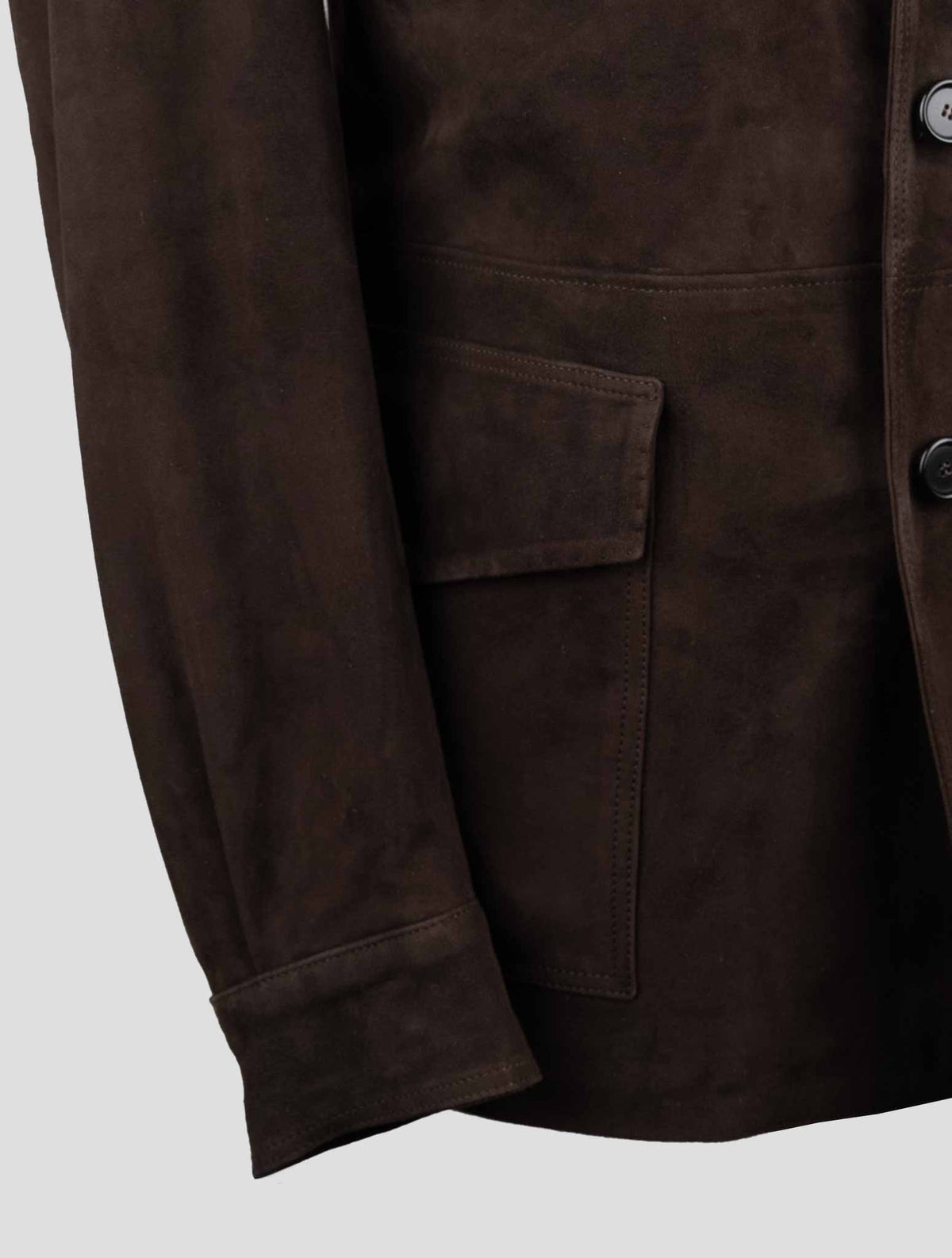 Cesare Attolini Dark Brown Leather Suede Fur Collar Coat 6