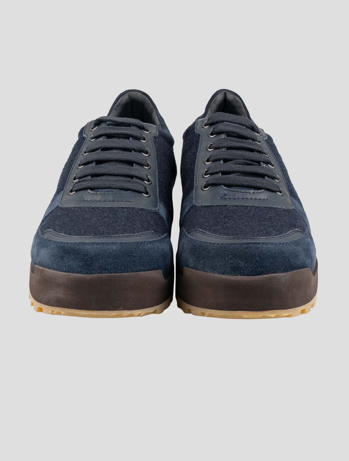 Isaia Blue Cashmere Leather Sneakers 2