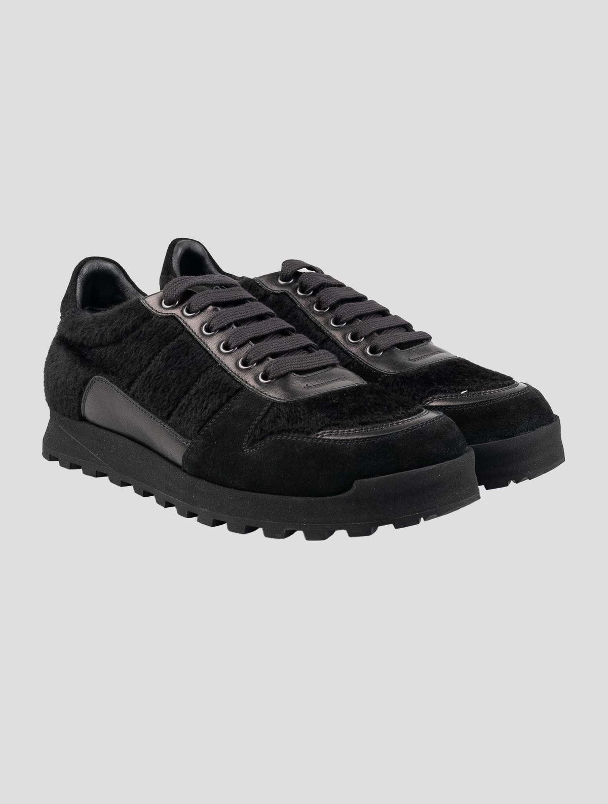 Isaia Black Alpaca Wool Sneakers 1