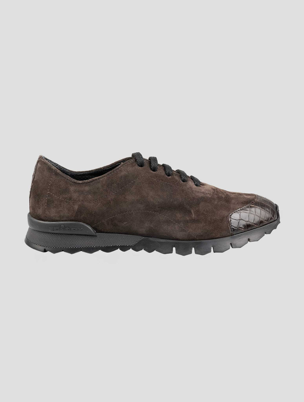 Kiton Brown Leather Suede Leather Crocodile Overcoat 4