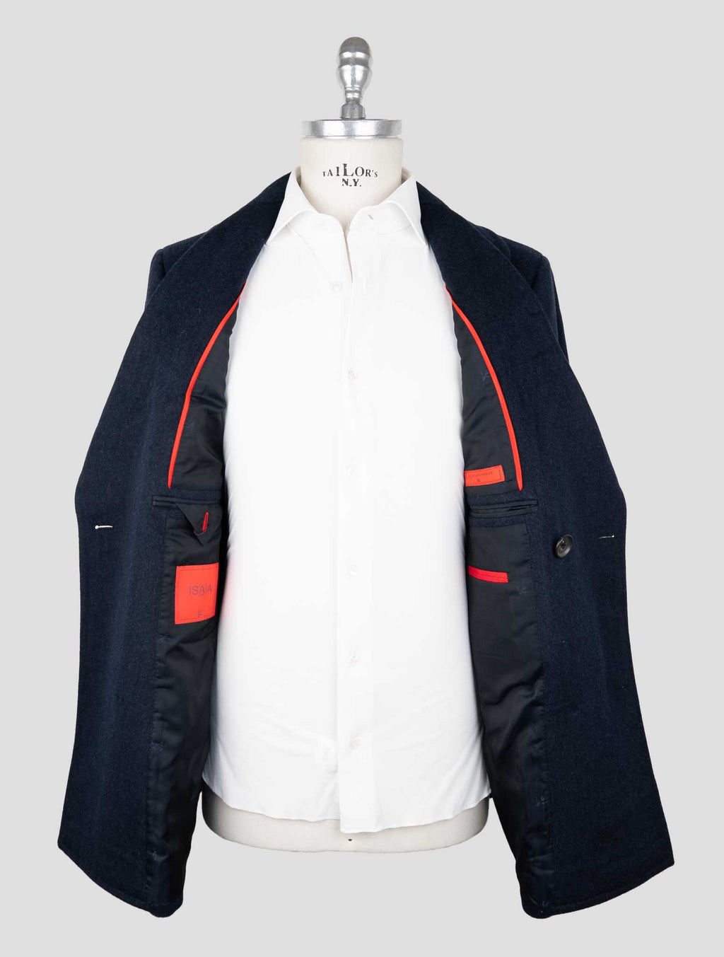 Isaia Blue Cashmere Double Breasted Coat 6
