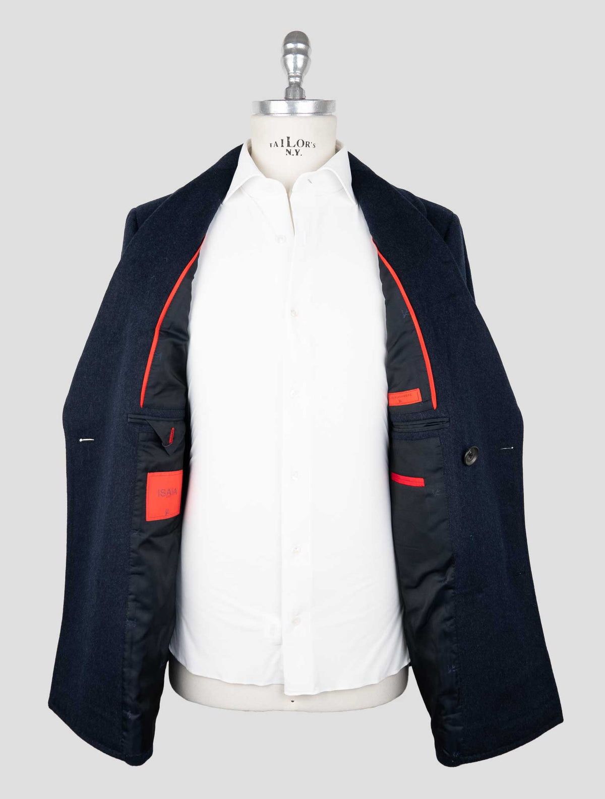 Isaia Blue Cashmere Double Breasted Coat 6