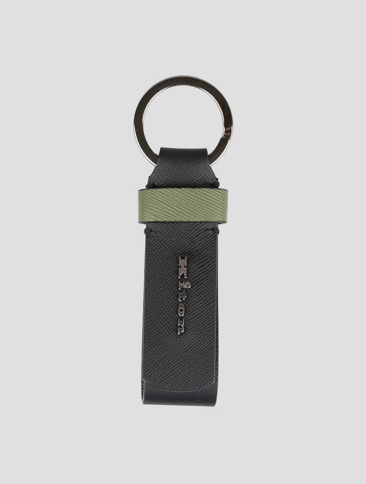 Kiton Black Green Leather Keychain 1