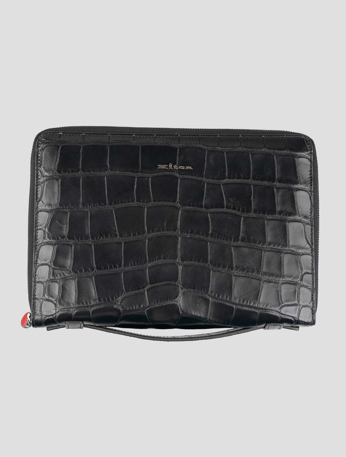 Kiton Black Leather Crocodile Docuent Holder 1