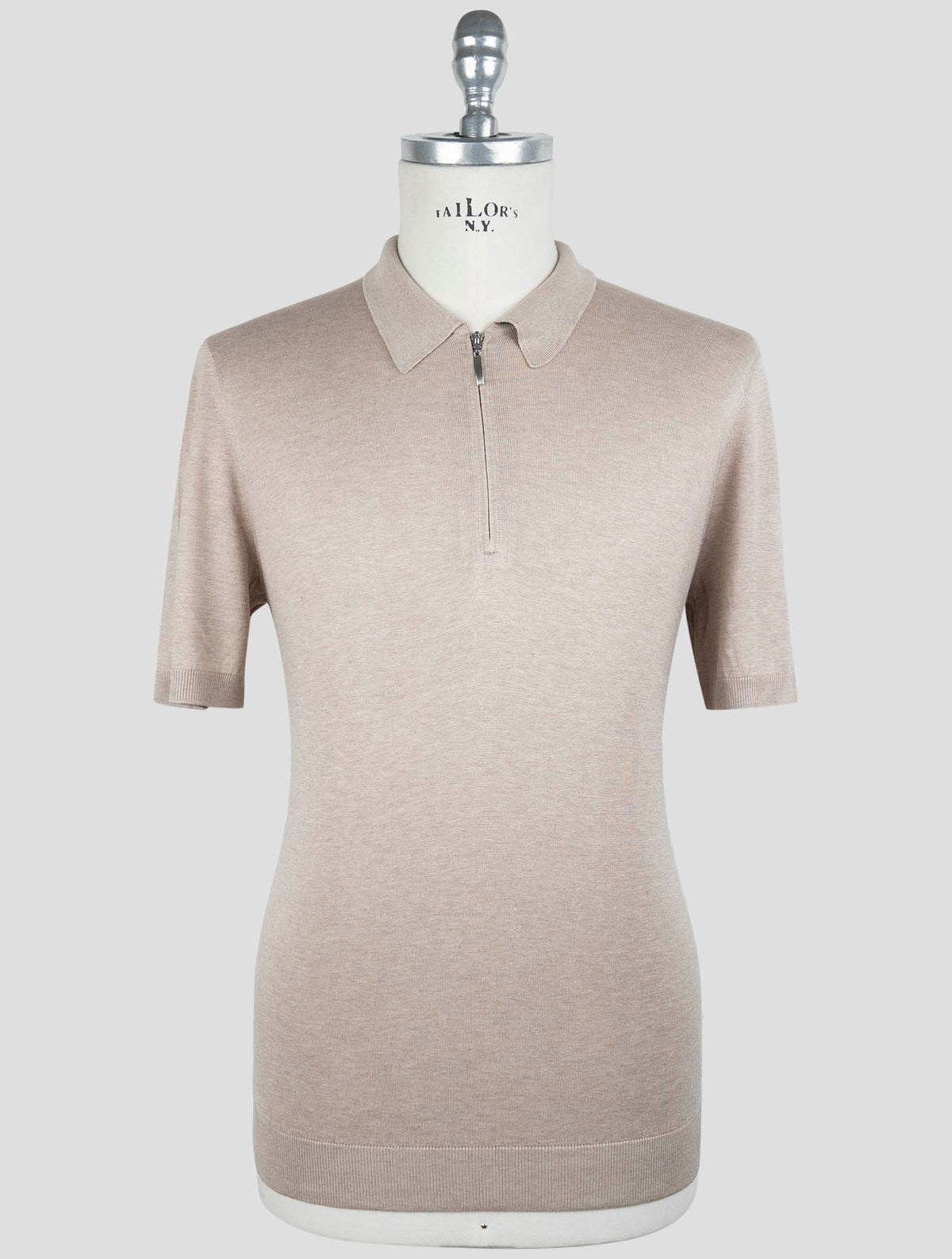Gran Sasso Beige Silk Polo Half Zip 1