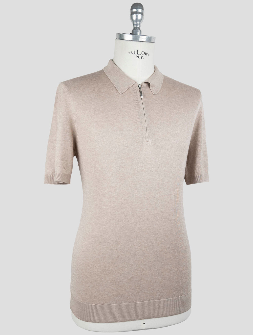 Gran Sasso Beige Silk Polo Half Zip 2