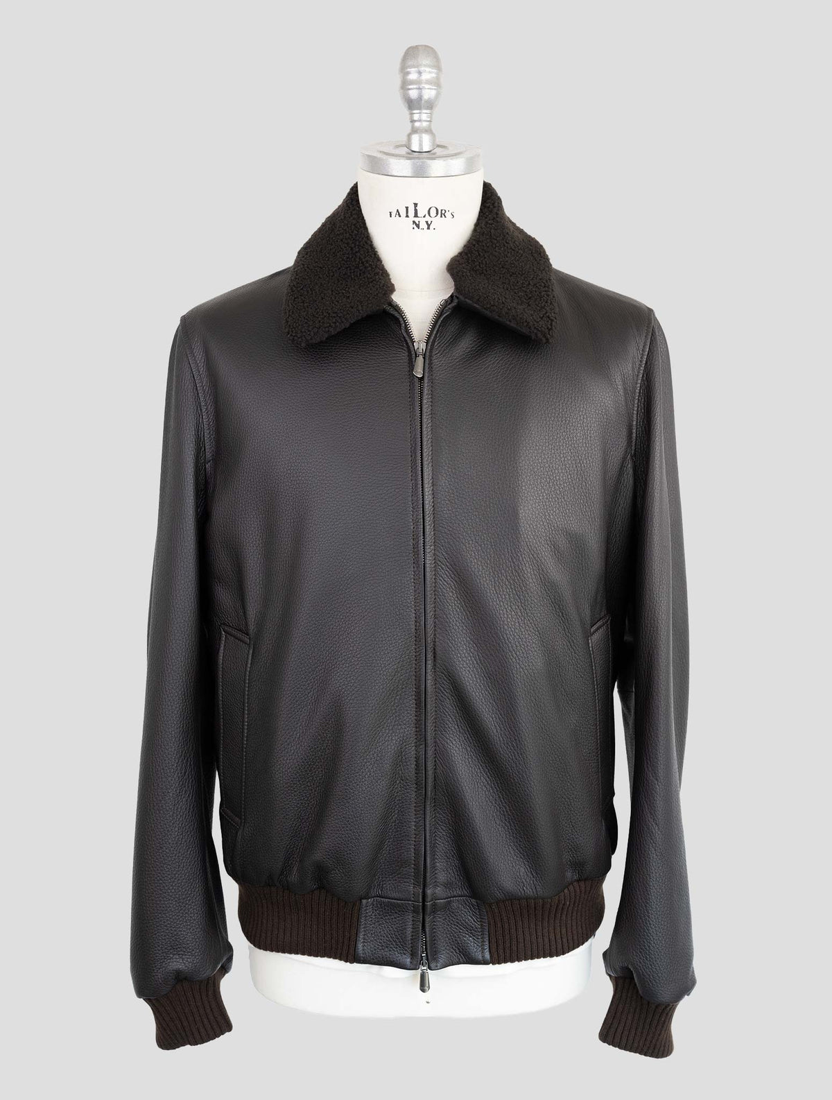 Cesare Attolini Brown Leather Coat 1