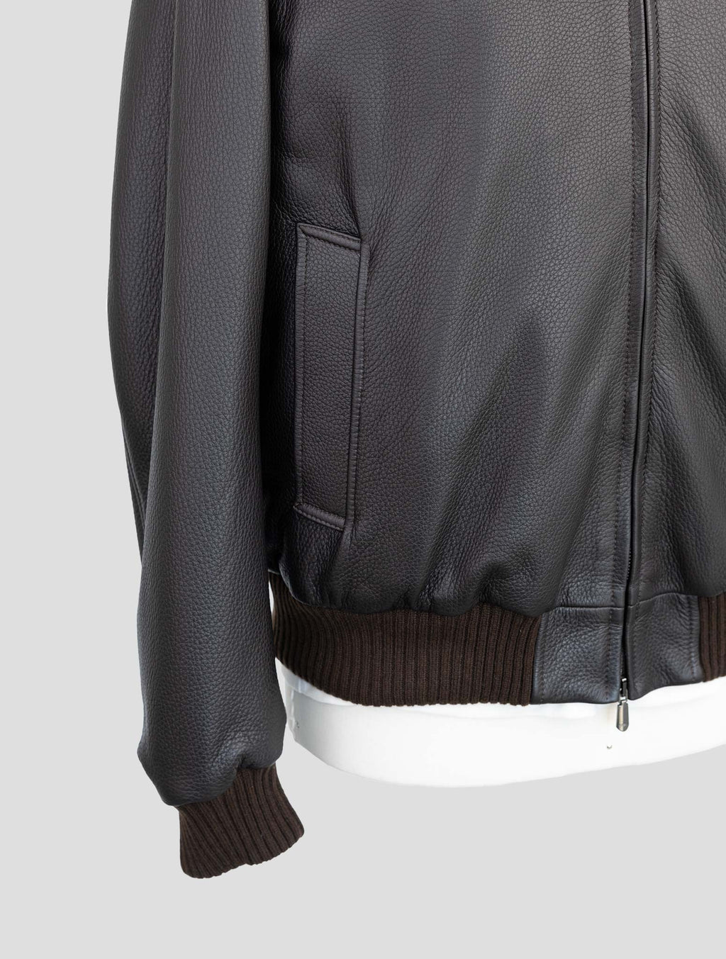 Cesare Attolini Brown Leather Coat 5