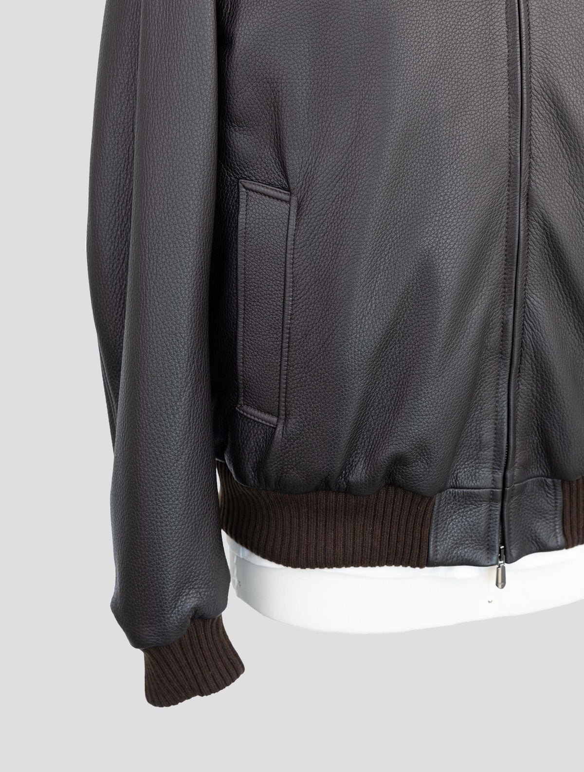 Cesare Attolini Brown Leather Coat 5