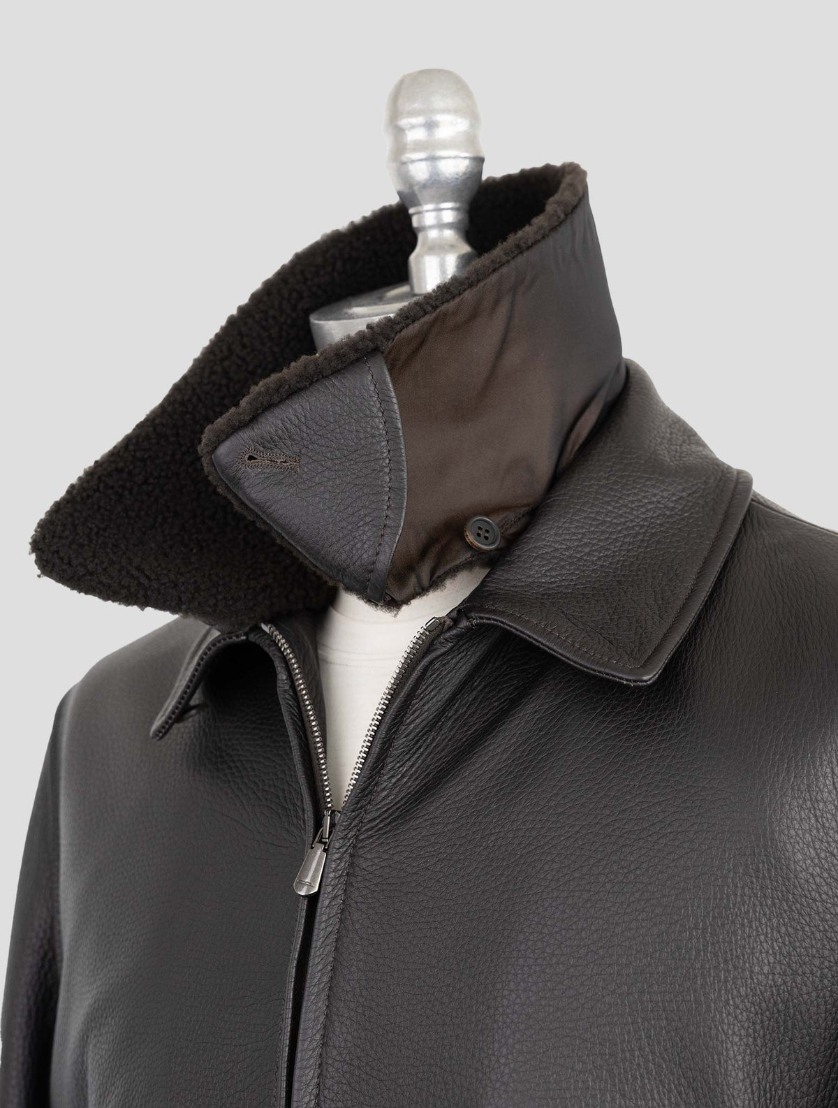 Cesare Attolini Brown Leather Coat 6