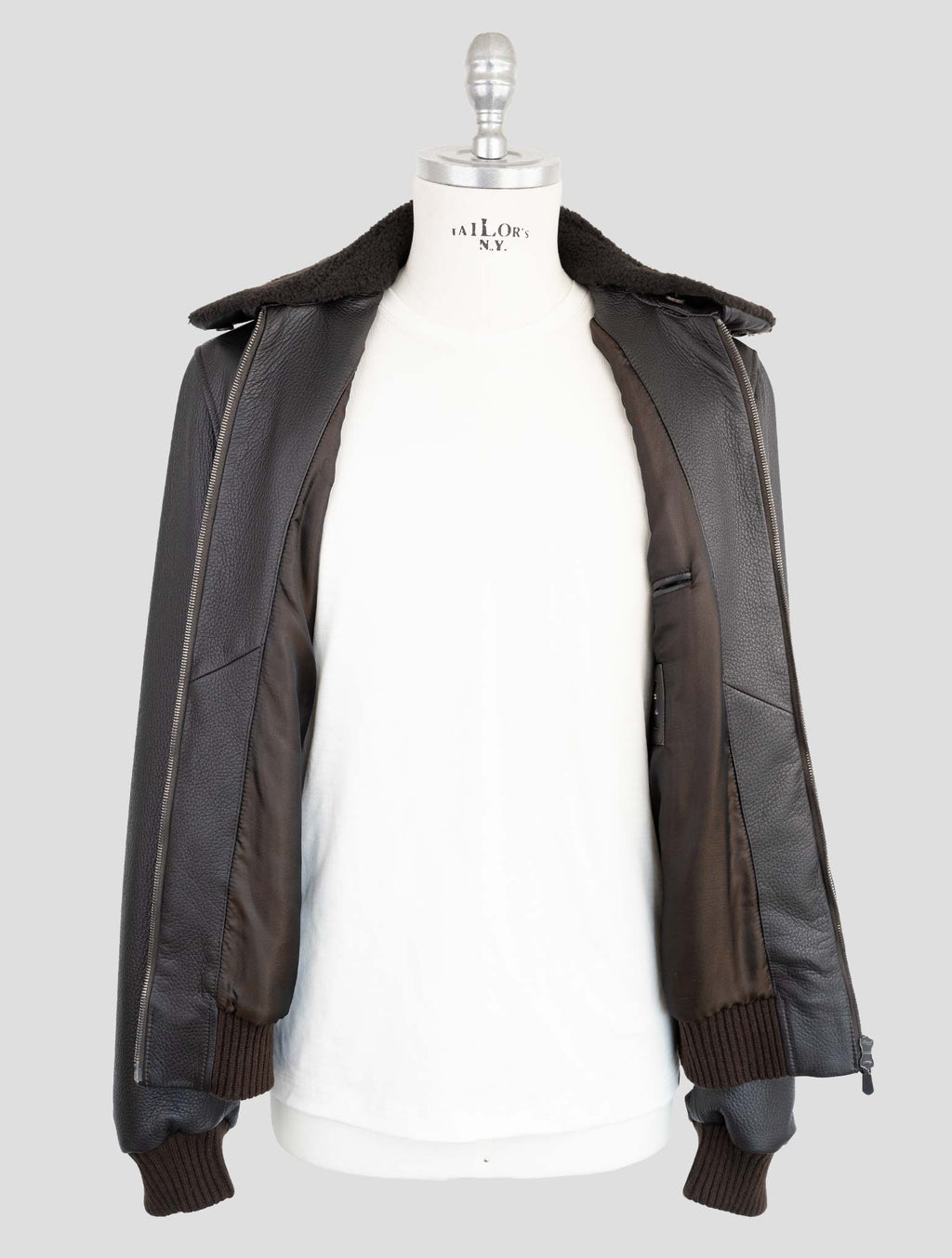 Cesare Attolini Brown Leather Coat 7