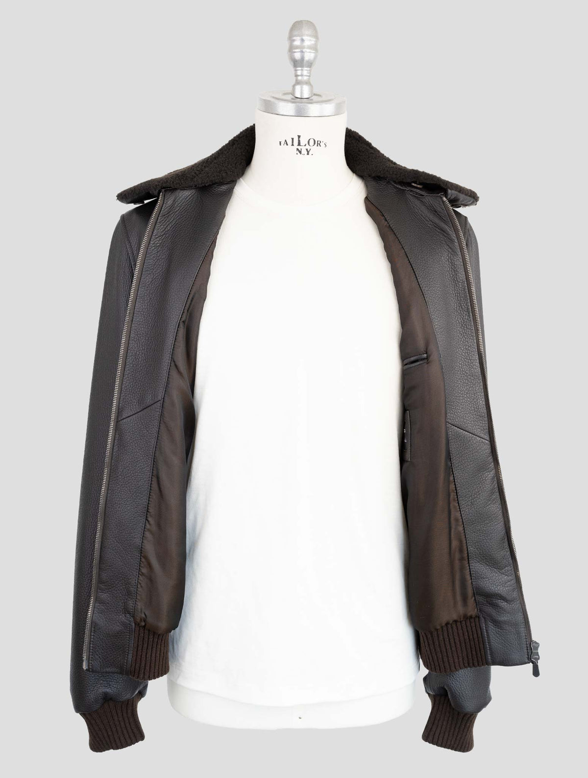 Cesare Attolini Brown Leather Coat 7