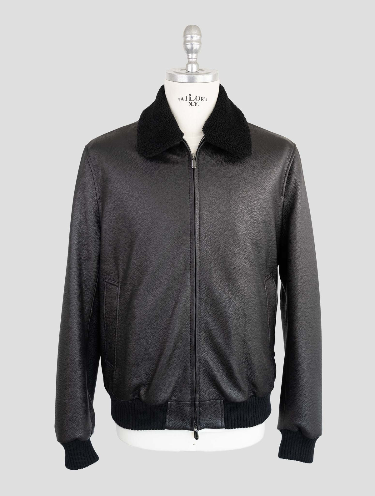 Cesare Attolini Black Leather Coat 1