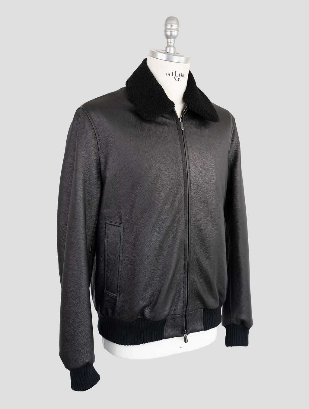 Cesare Attolini Black Leather Coat 2