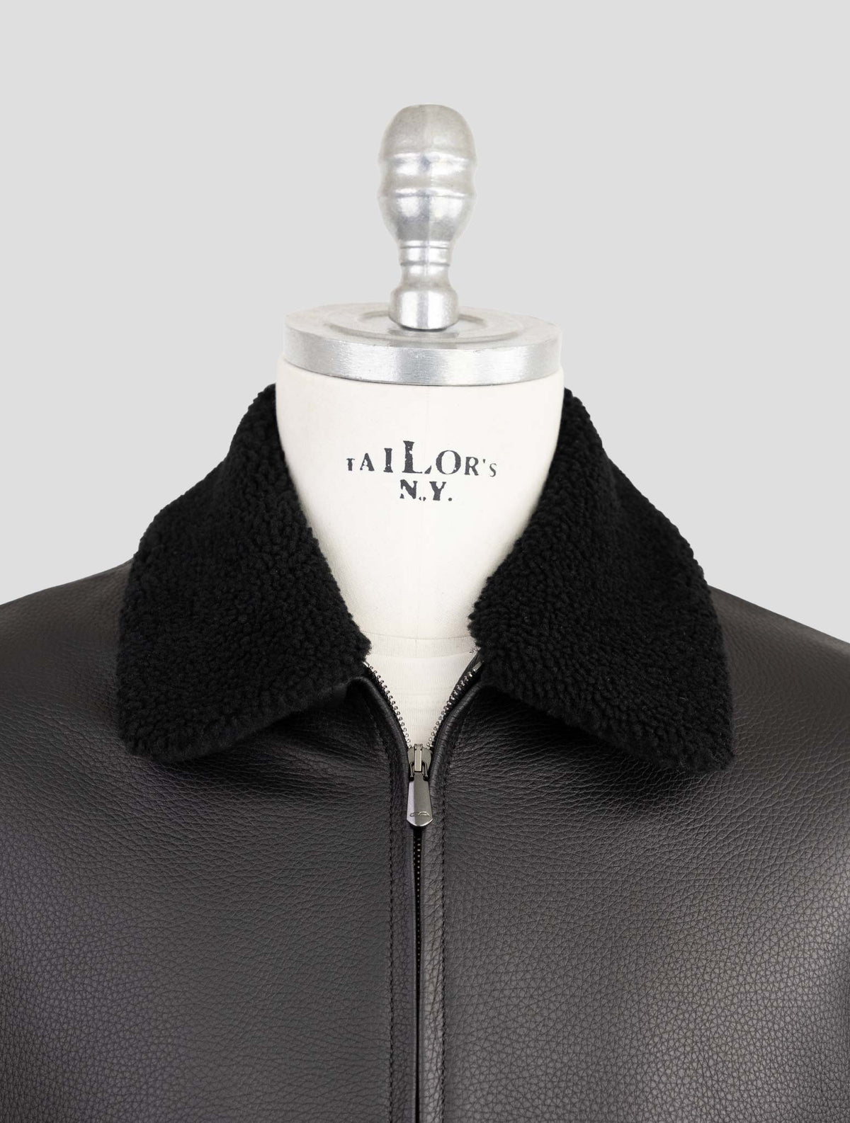 Cesare Attolini Black Leather Coat 4