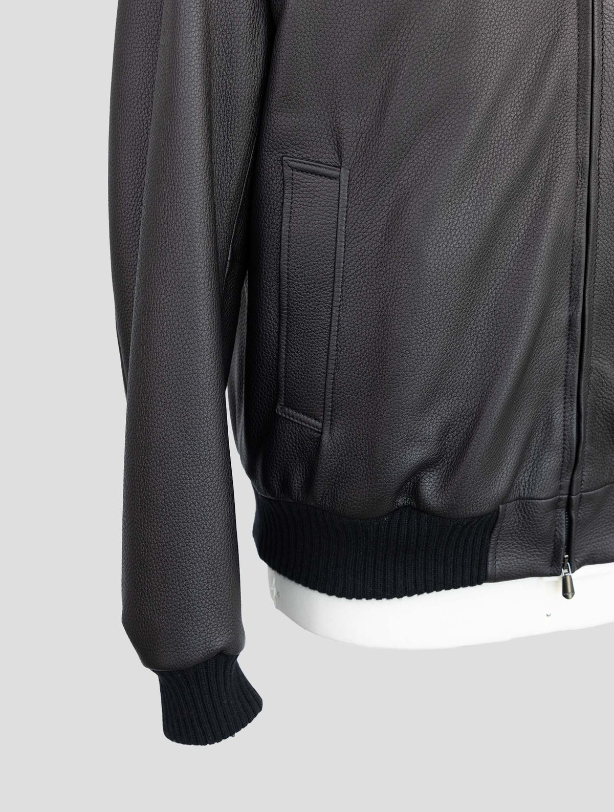 Cesare Attolini Black Leather Coat 5