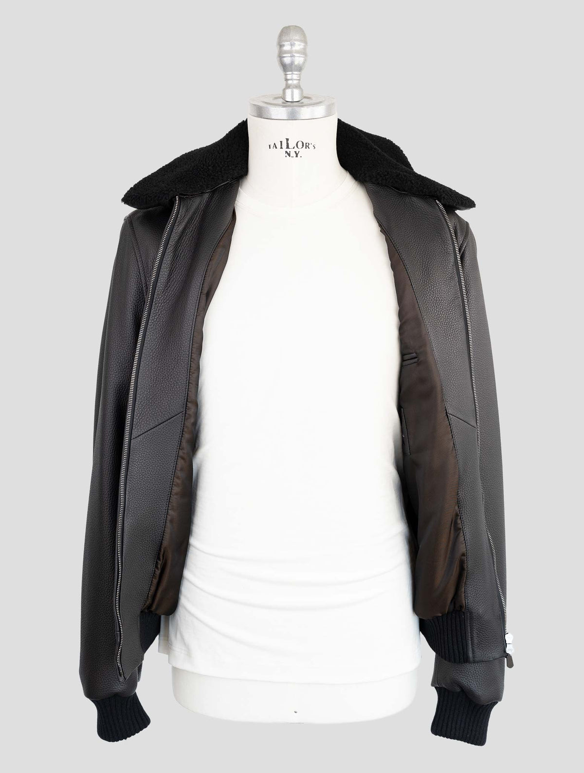 Cesare Attolini Black Leather Coat 7