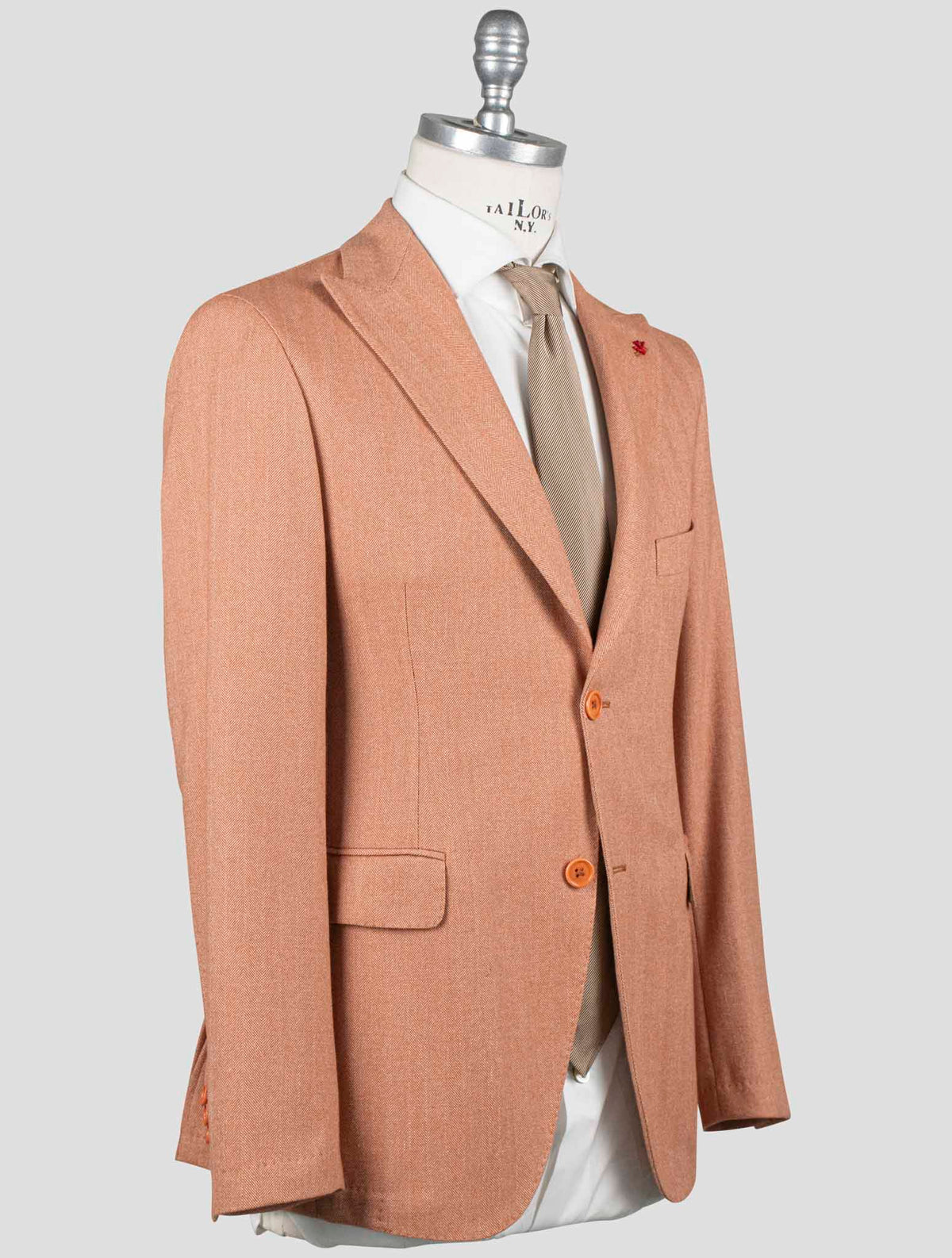 Isaia Orange Cotton Wool Blazer 2