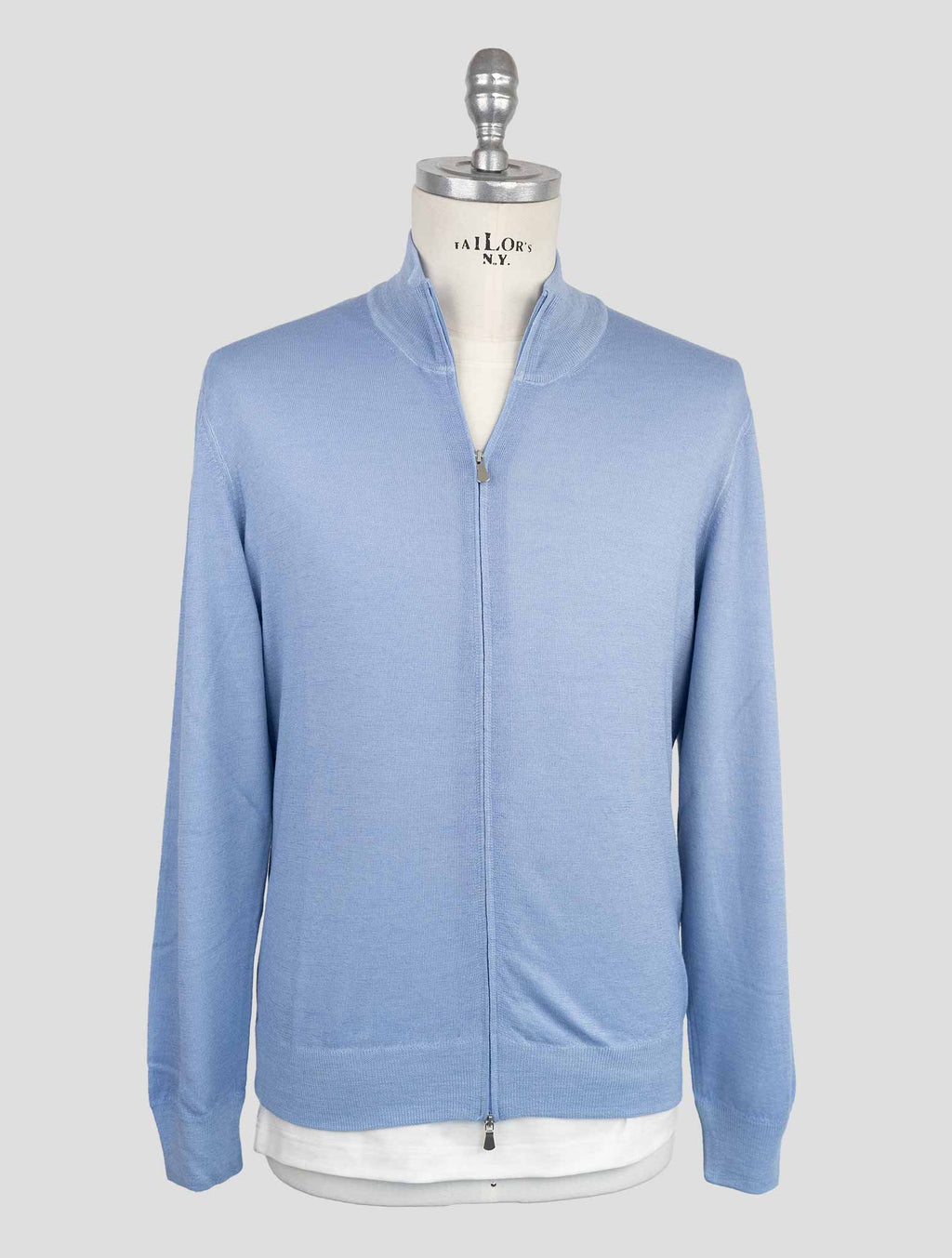 Gran Sasso Light Blue Cotton Sweater Full Zip 1