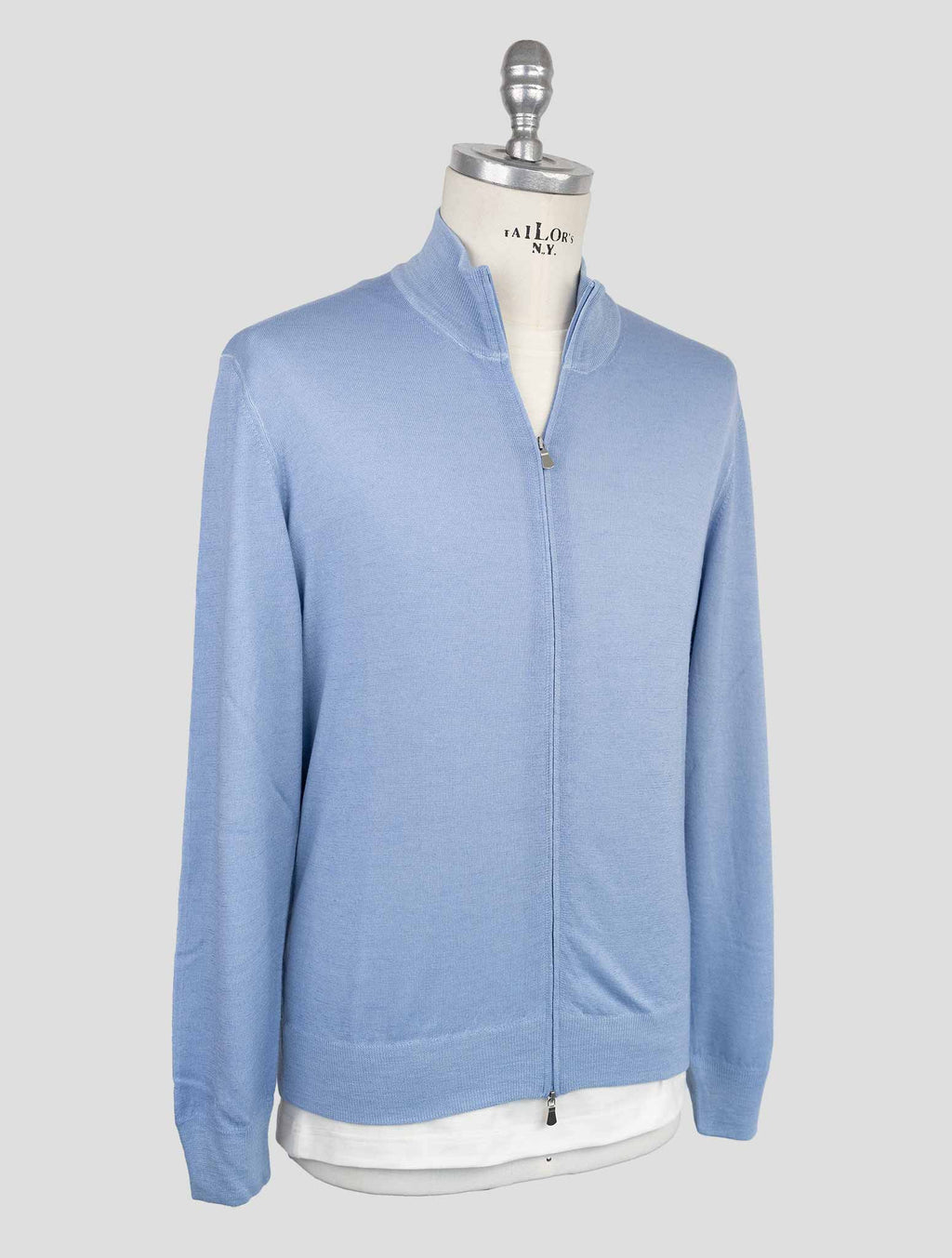 Gran Sasso Light Blue Cotton Sweater Full Zip 2