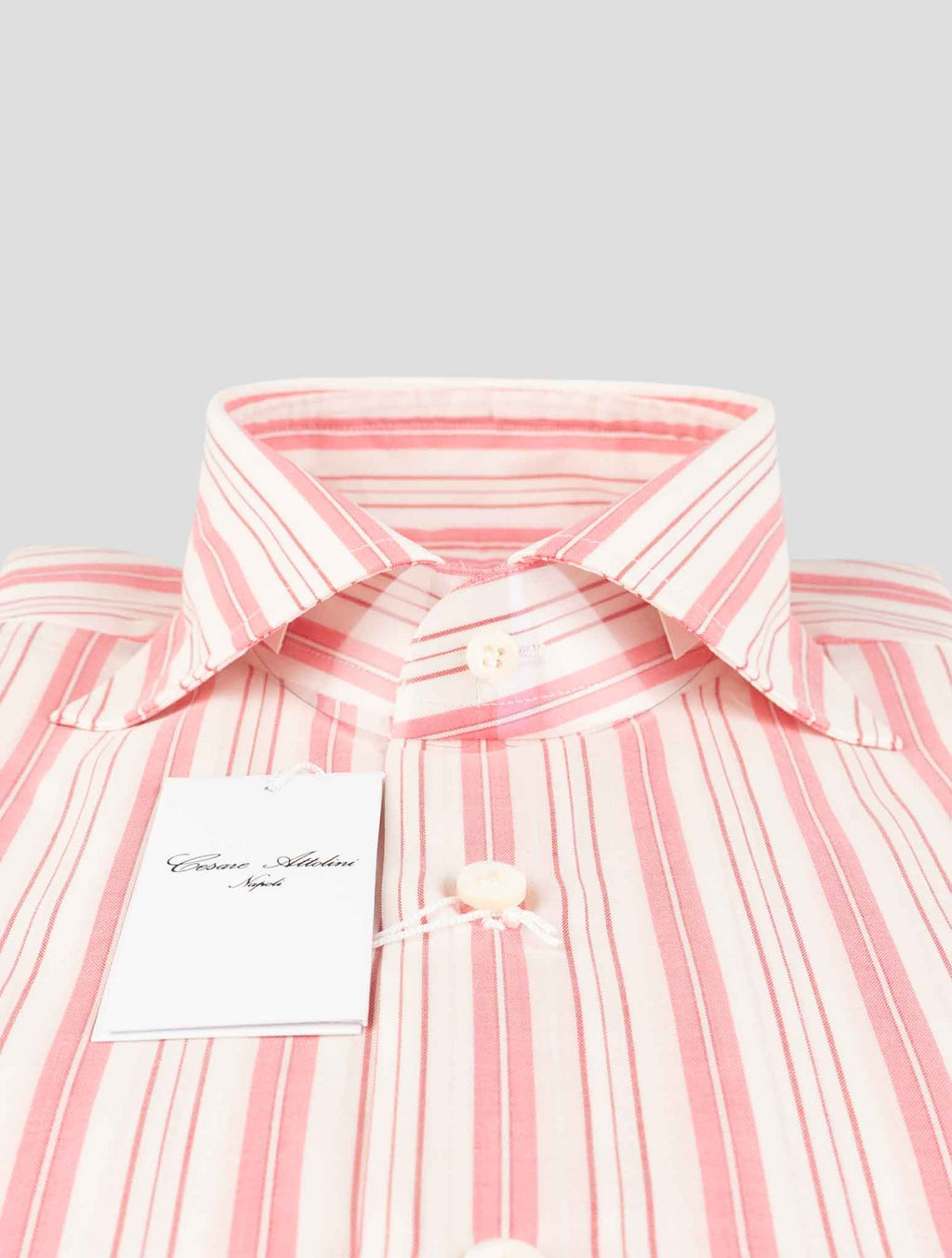 Cesare Attolini Pink White Cotton Shirt 2