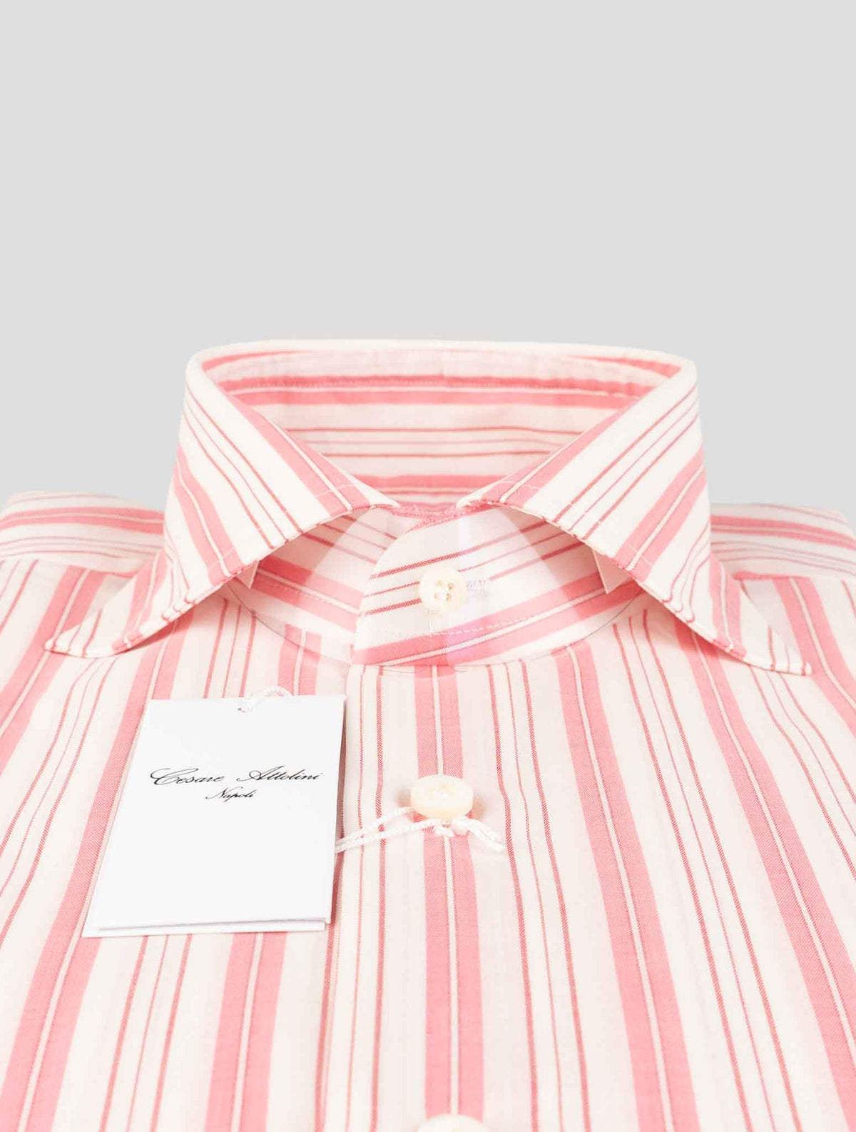 Cesare Attolini Pink White Cotton Shirt 2