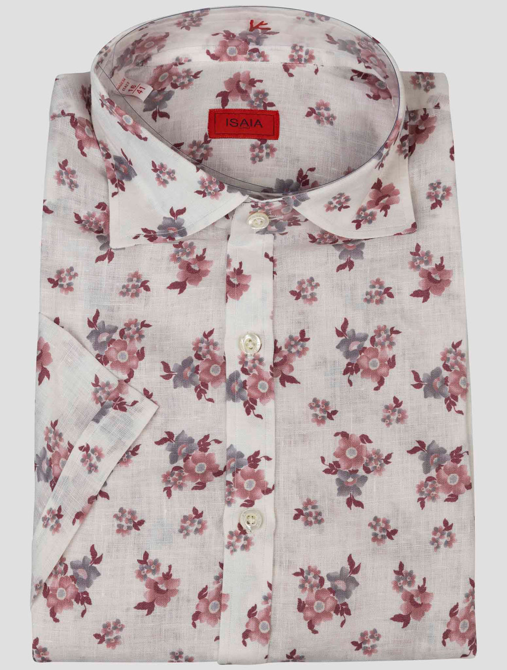 Isaia White Pink Cotton shirt 1
