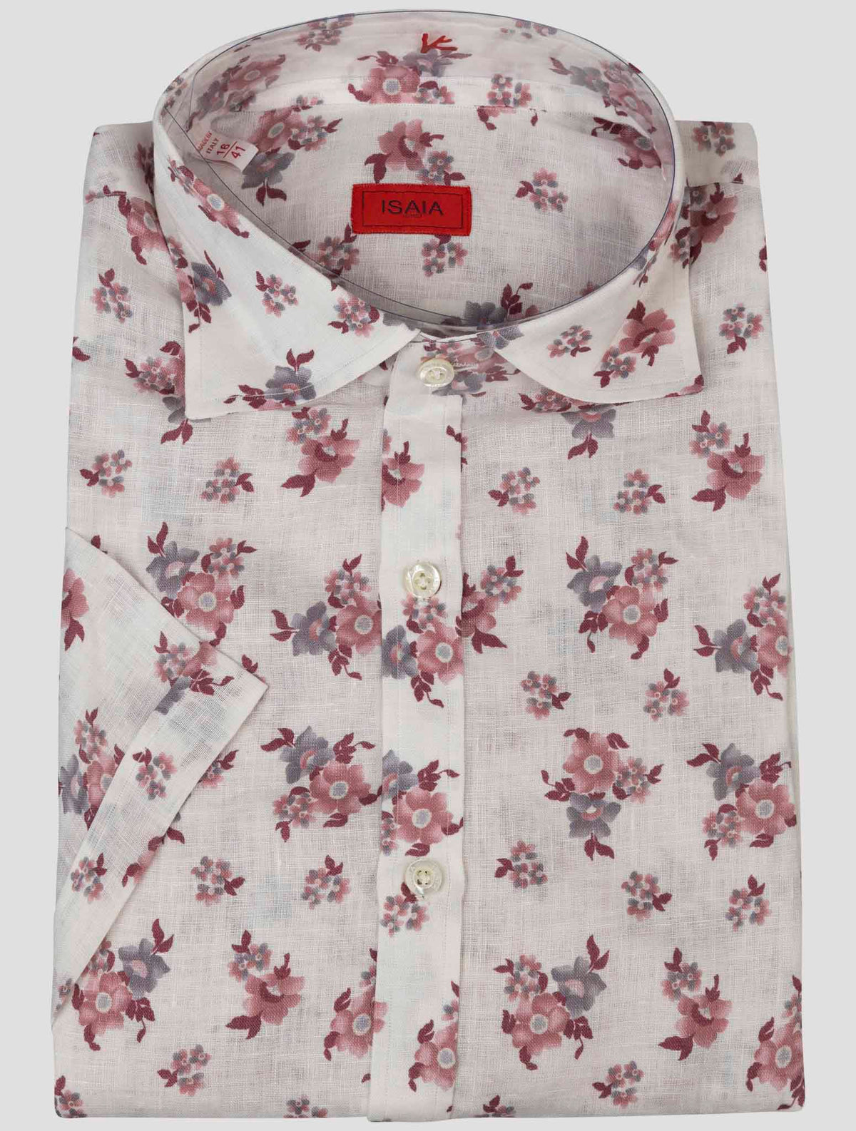 Isaia White Pink Cotton shirt 1