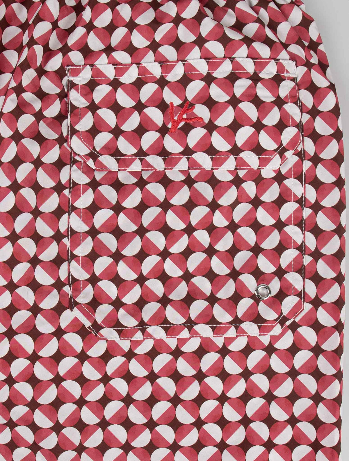 Isaia Red White Pl Swim Trunks 3