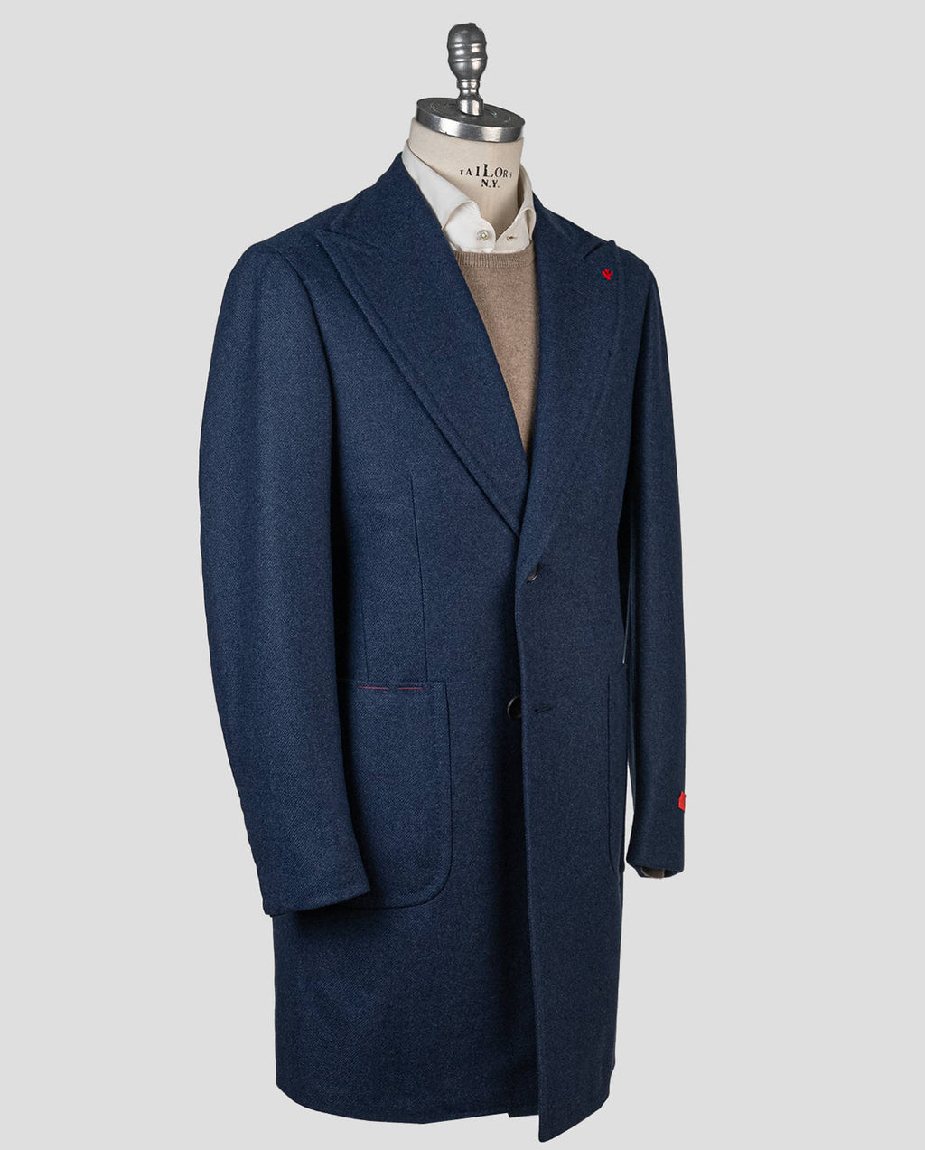 Isaia Blue Wool Cashmere Overcoat ICY11 2