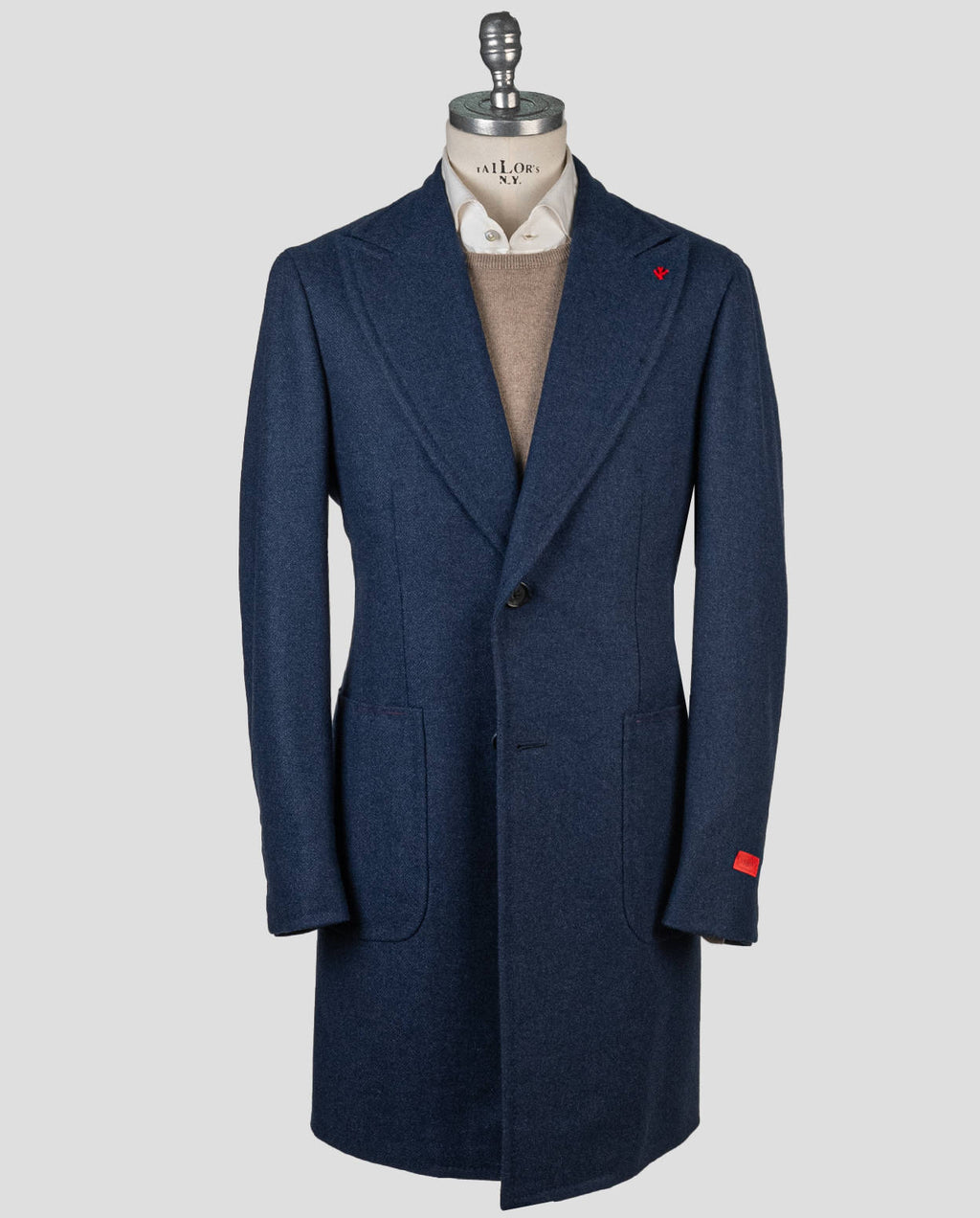 Isaia Blue Wool Cashmere Overcoat ICY11 8