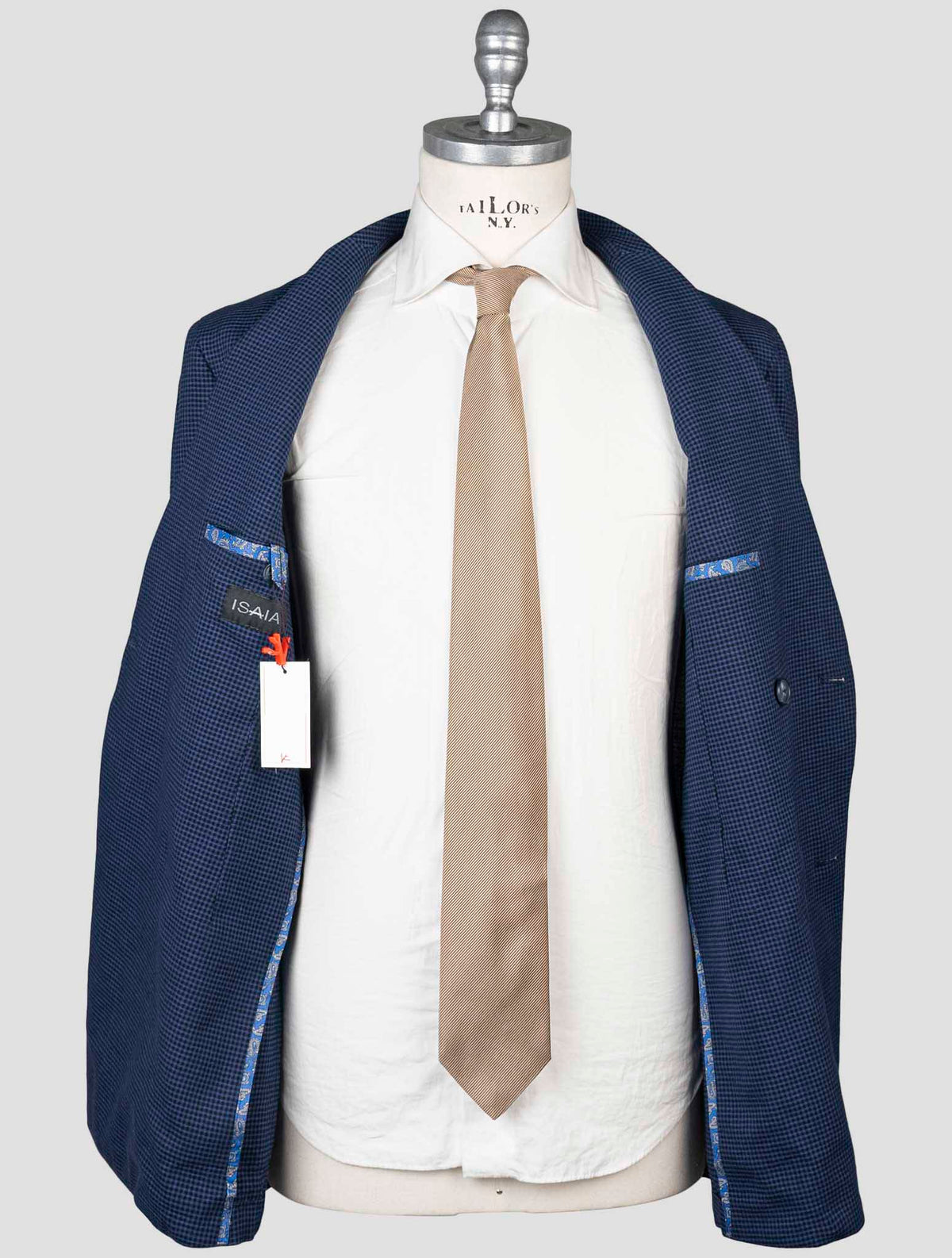 Isaia Blue Wool Linen Cotton Elastane Blazer 5