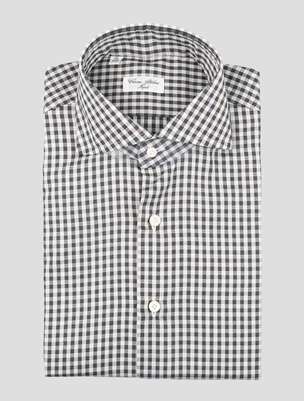 Cesare Attolini Gray White Cotton Shirt 1